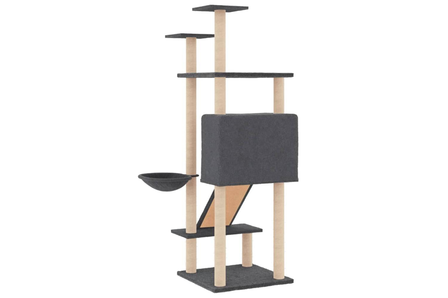 Vidaxl Cat Tree With Sisal Scratching Posts Dark Grey 153 Cm-5