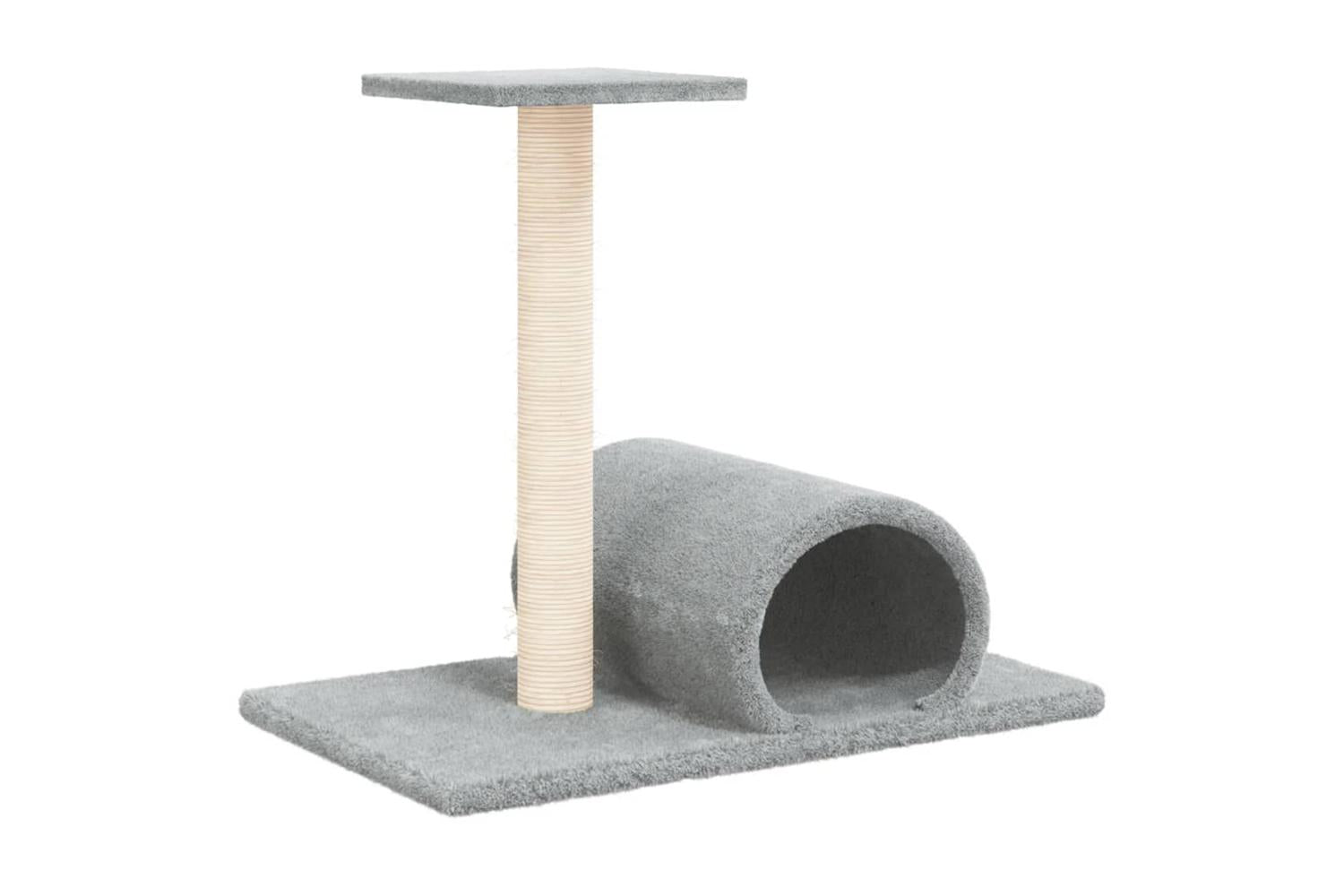 Vidaxl Cat Scratching Post With Tunnel Light Grey 60x345x50 Cm