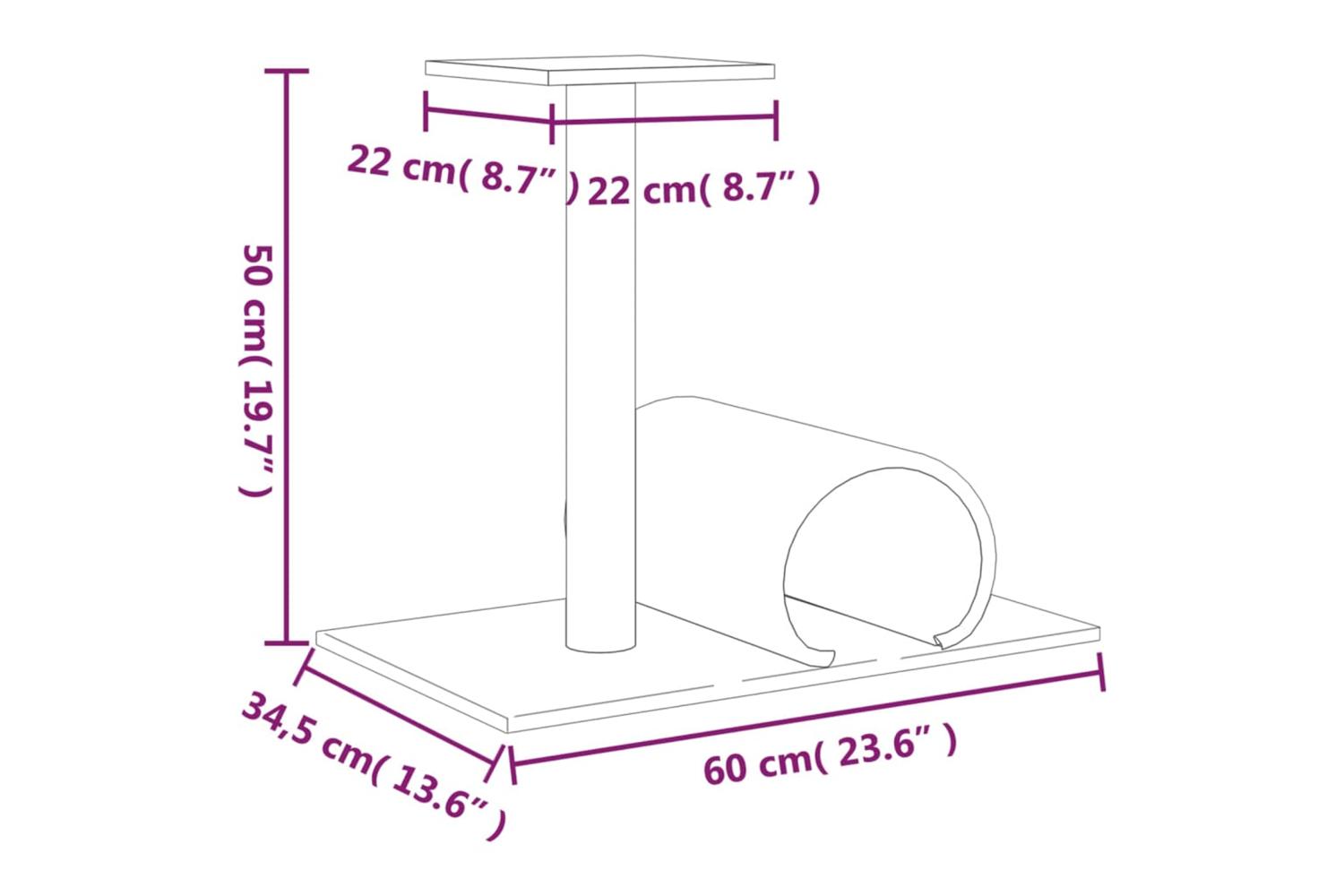 Vidaxl Cat Scratching Post With Tunnel Light Grey 60x345x50 Cm-7