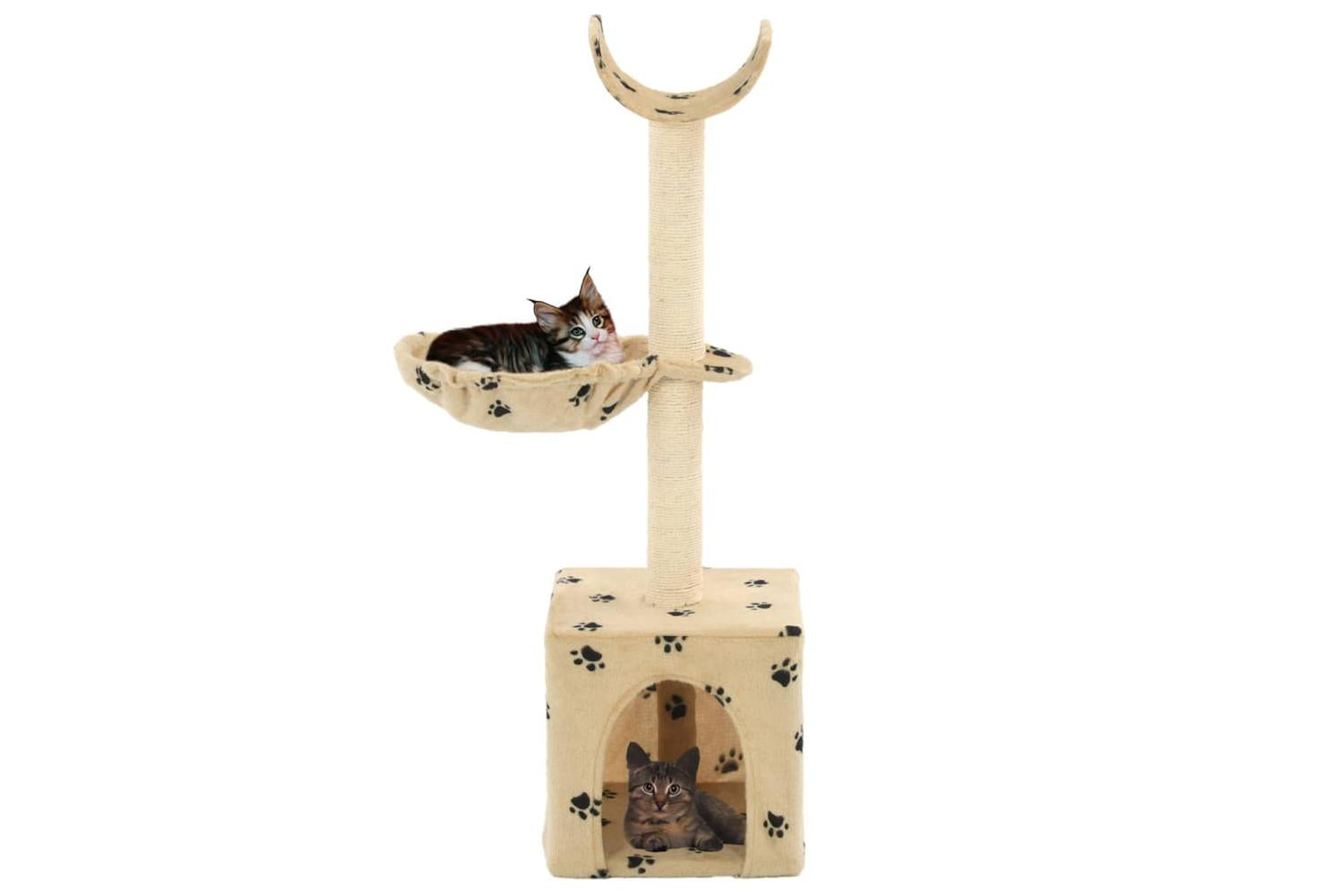 Vidaxl Cat Tree With Sisal Scratching Posts 105 Cm Paw Prints Beige-2