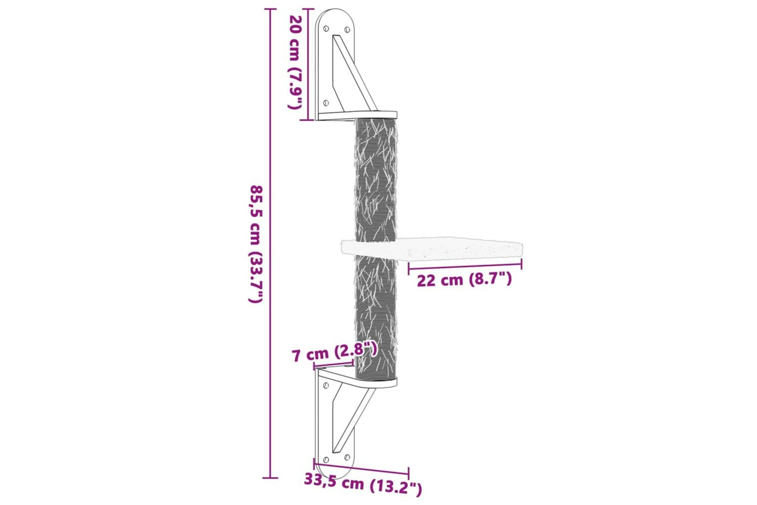 Vidaxl Wall-mounted Cat Tree With Scratching Post Light Grey 855 Cm-7