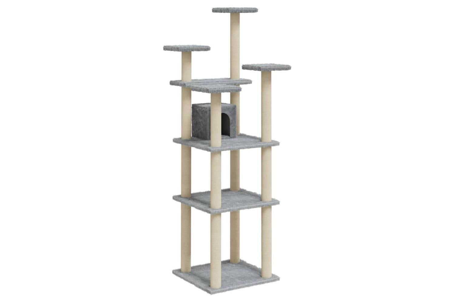 Vidaxl Cat Tree With Sisal Scratching Posts Light Grey 171 Cm-2