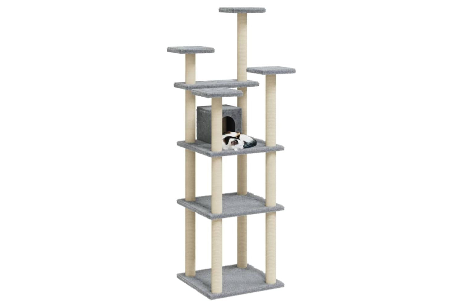 Vidaxl Cat Tree With Sisal Scratching Posts Light Grey 171 Cm-3