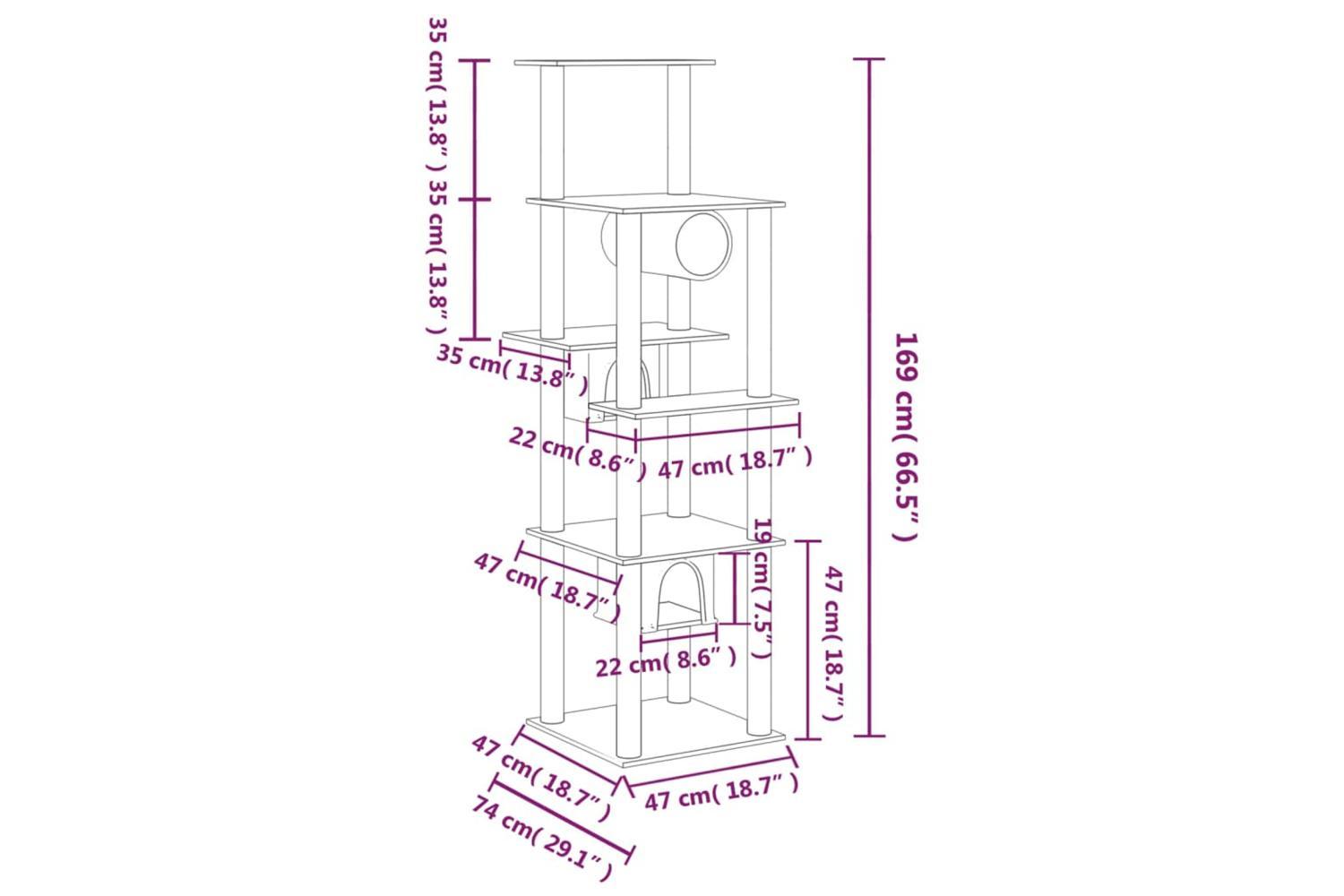 Vidaxl Cat Tree With Sisal Scratching Posts Cream 169 Cm-7