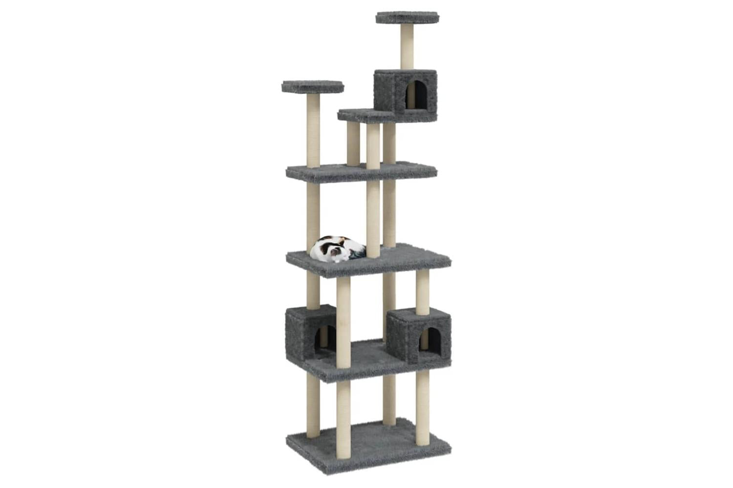 Vidaxl Cat Tree With Sisal Scratching Posts Dark Grey 188 Cm-3