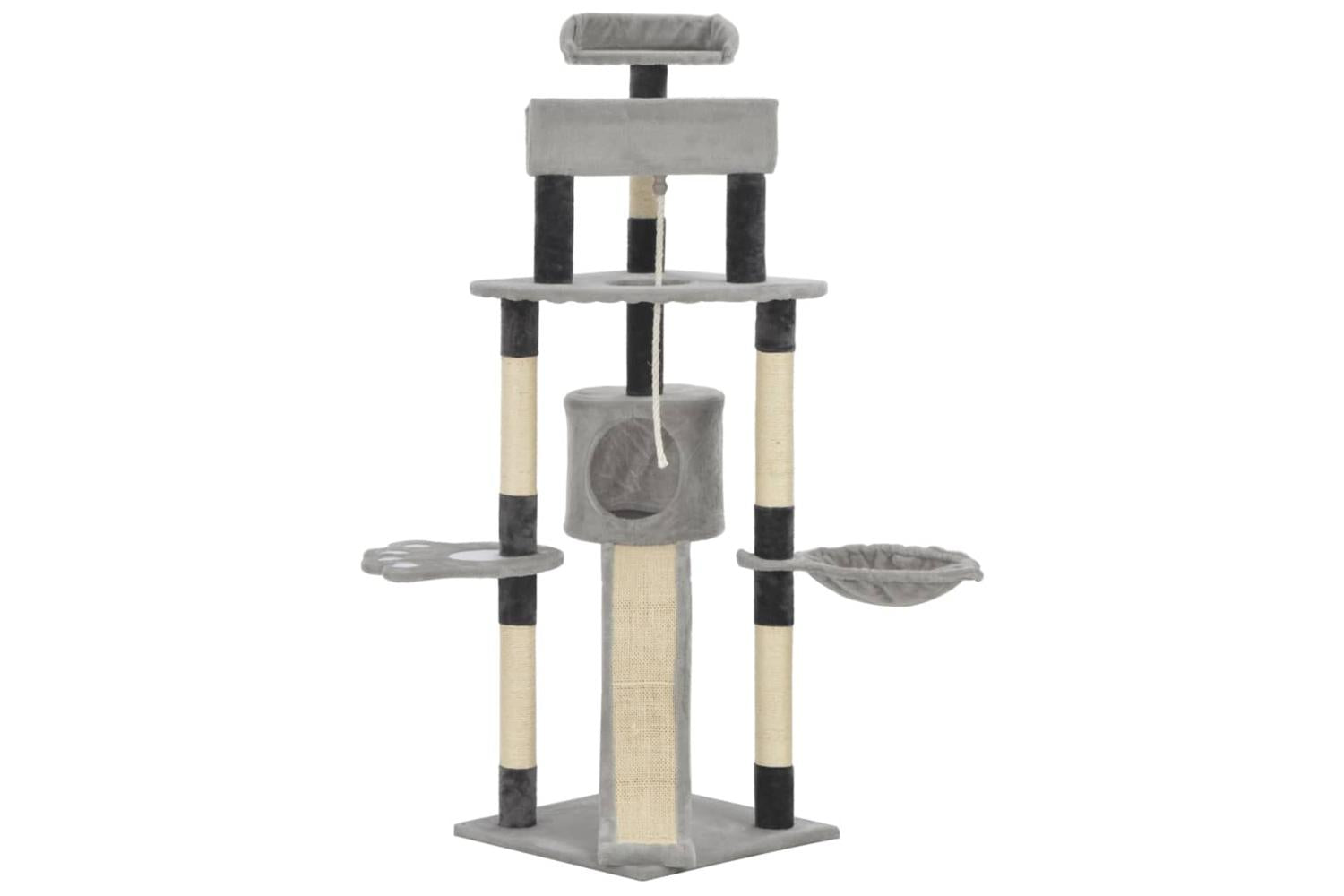 Vidaxl Cat Tree With Sisal Scratching Posts Grey 145 Cm-2