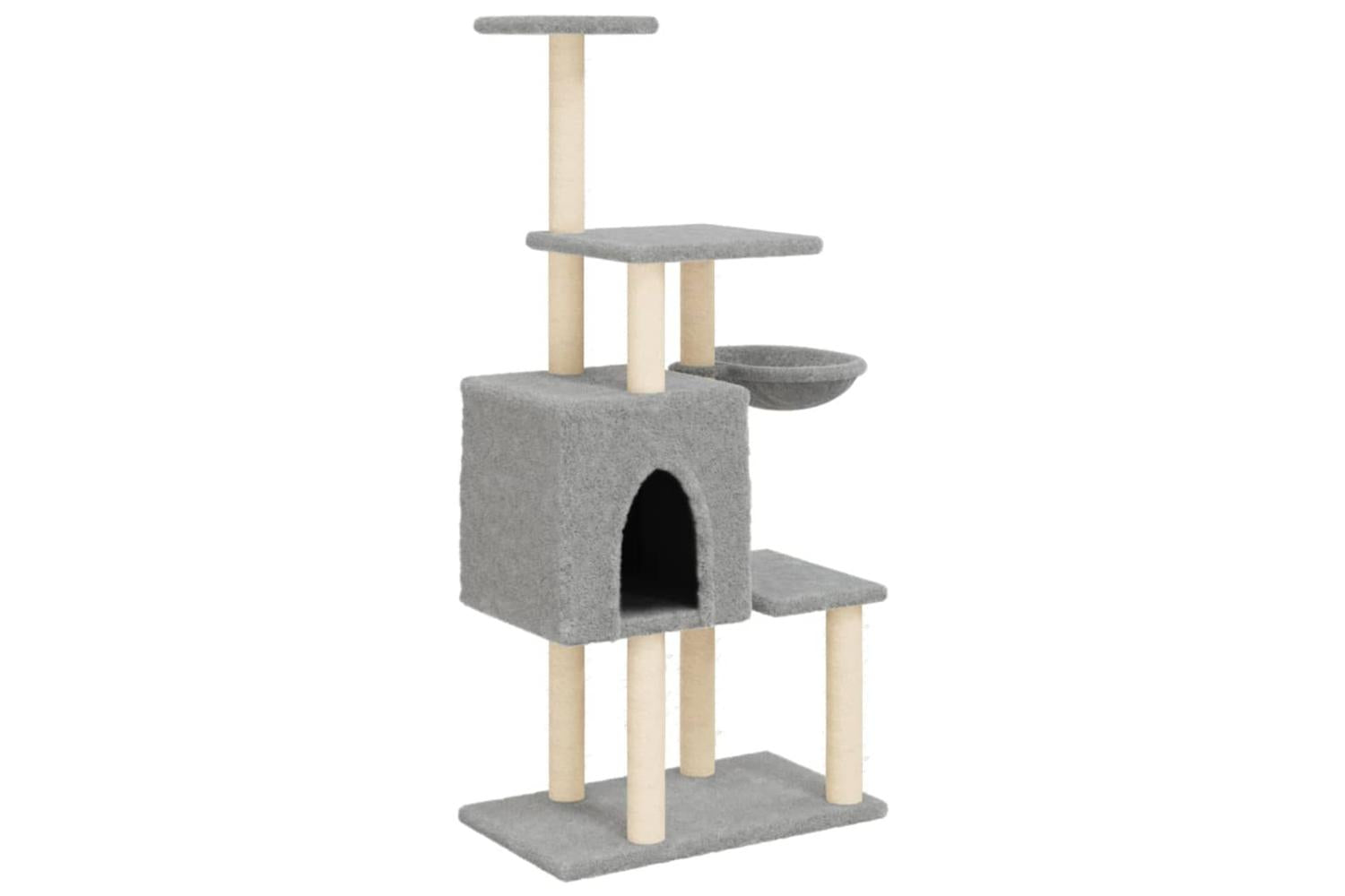 Vidaxl Cat Tree With Sisal Scratching Posts Light Grey 131 Cm-2