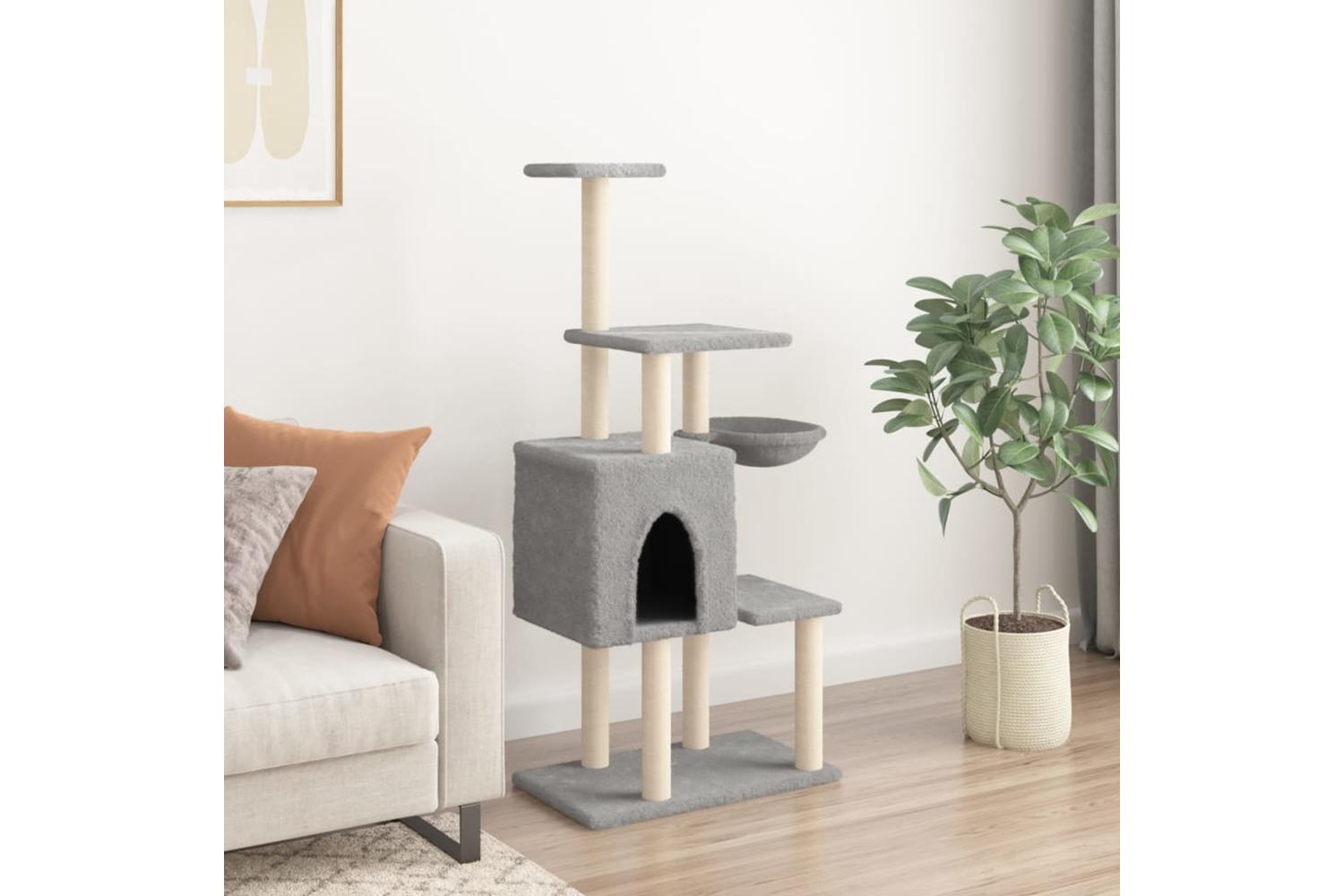 Vidaxl Cat Tree With Sisal Scratching Posts Light Grey 131 Cm-3