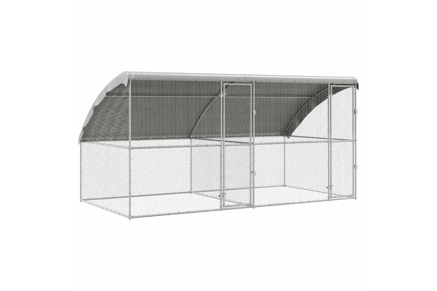 Vidaxl Chicken Cage 2 Pcs Silver 400 X 200 X 1985 Cm Galvanised Steel-2