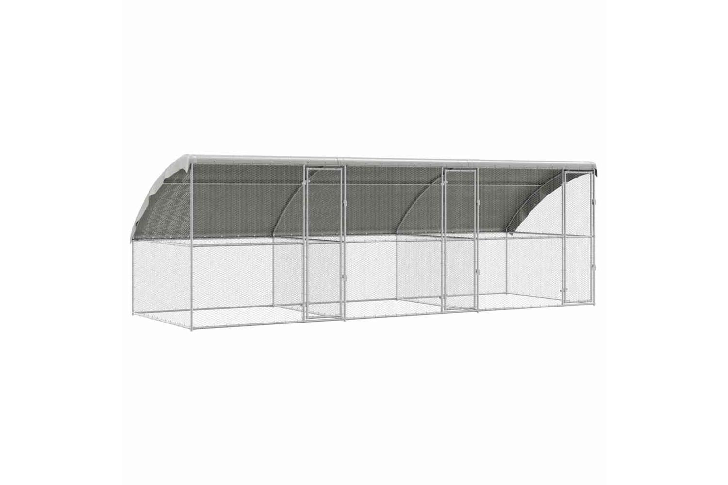 Vidaxl Chicken Cage 3 Pcs Silver 600 X 200 X 1985 Cm Galvanised Steel-2