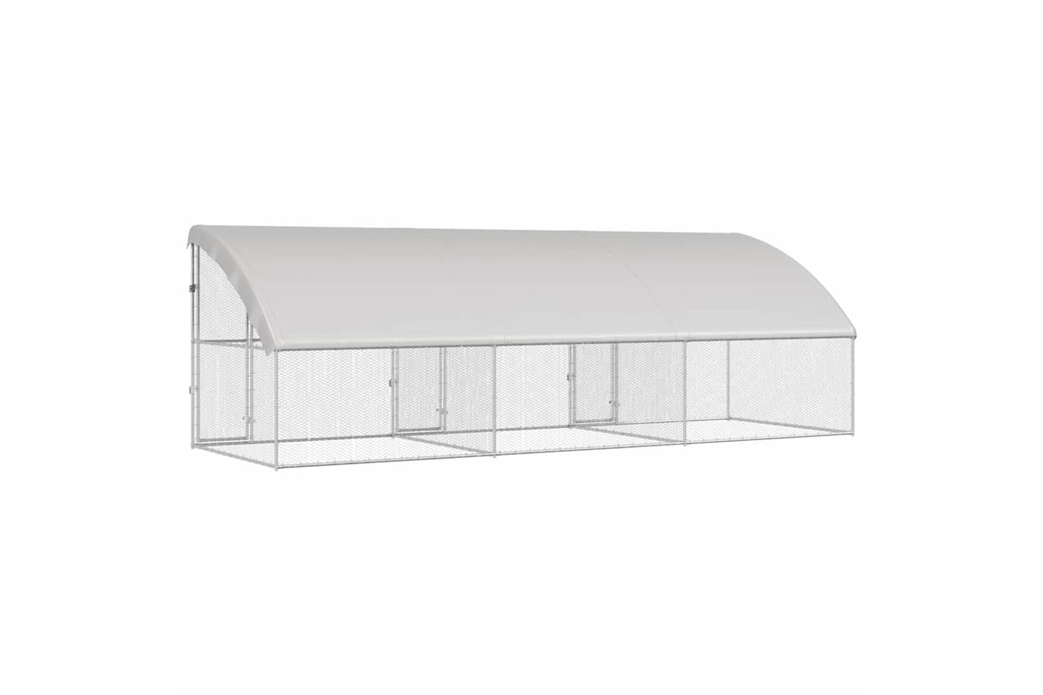 Vidaxl Chicken Cage 3 Pcs Silver 600 X 200 X 1985 Cm Galvanised Steel-6