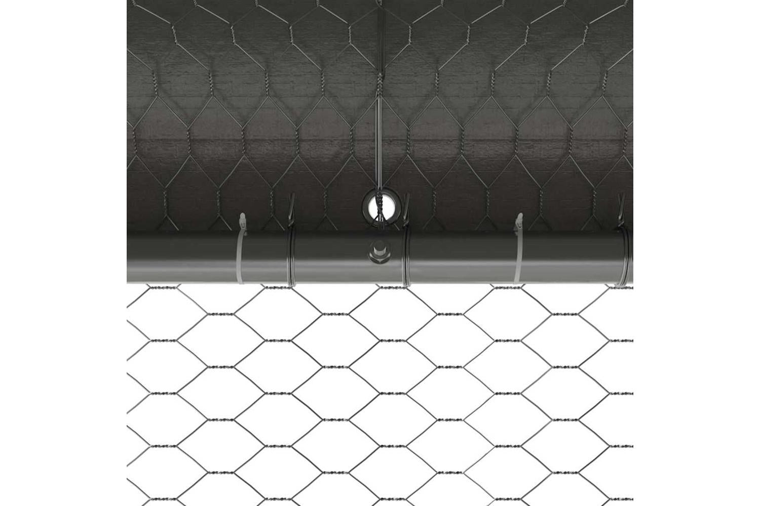 Vidaxl Chicken Cage 3 Pcs Silver 600 X 200 X 1985 Cm Galvanised Steel-10