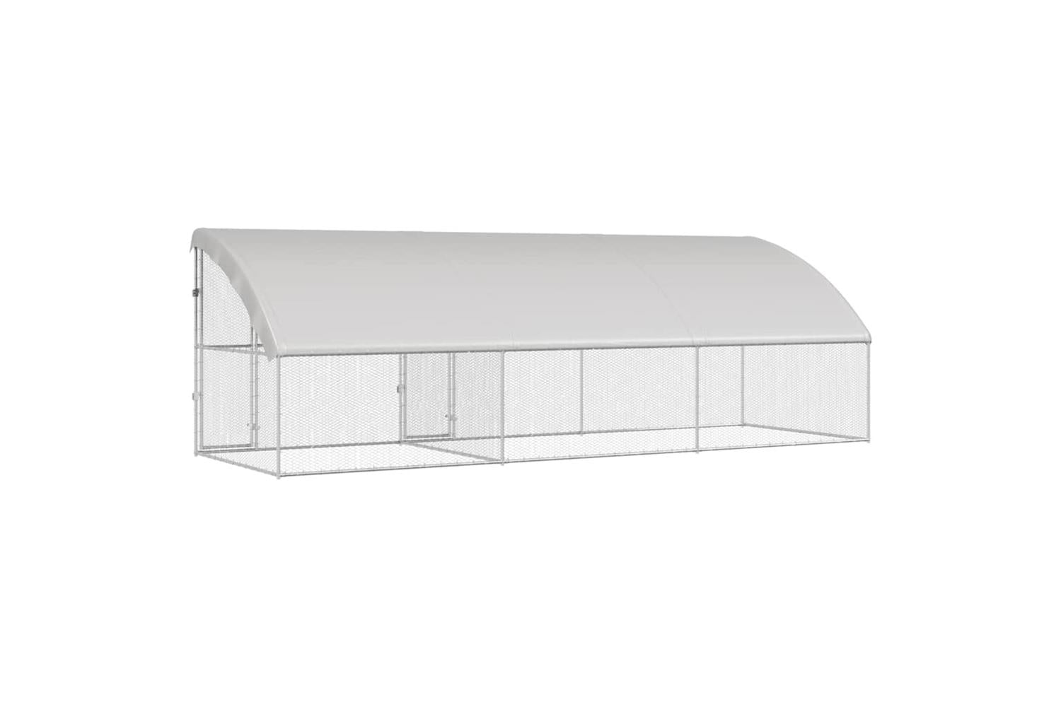 Vidaxl Chicken Cage 3 Pcs Silver 600 X 200 X 1985 Cm Galvanised Steel-6