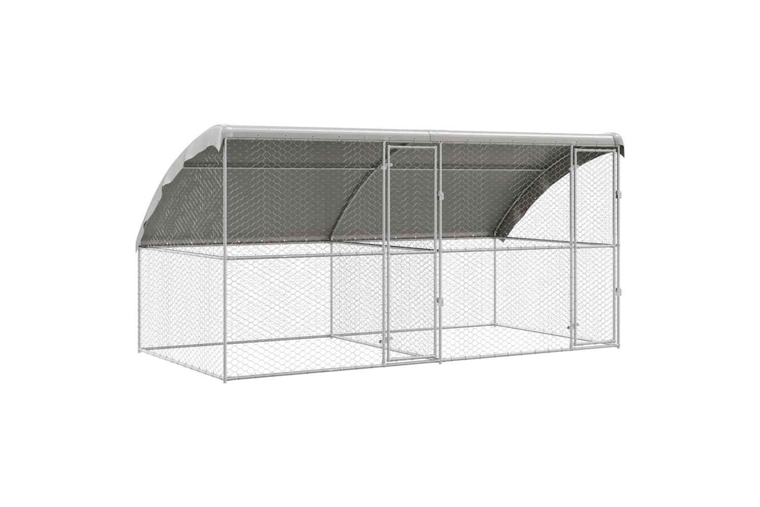 Vidaxl Dog Kennel With Storage 2 Pcs Silver 4 X 2 X 2 M Steel-2