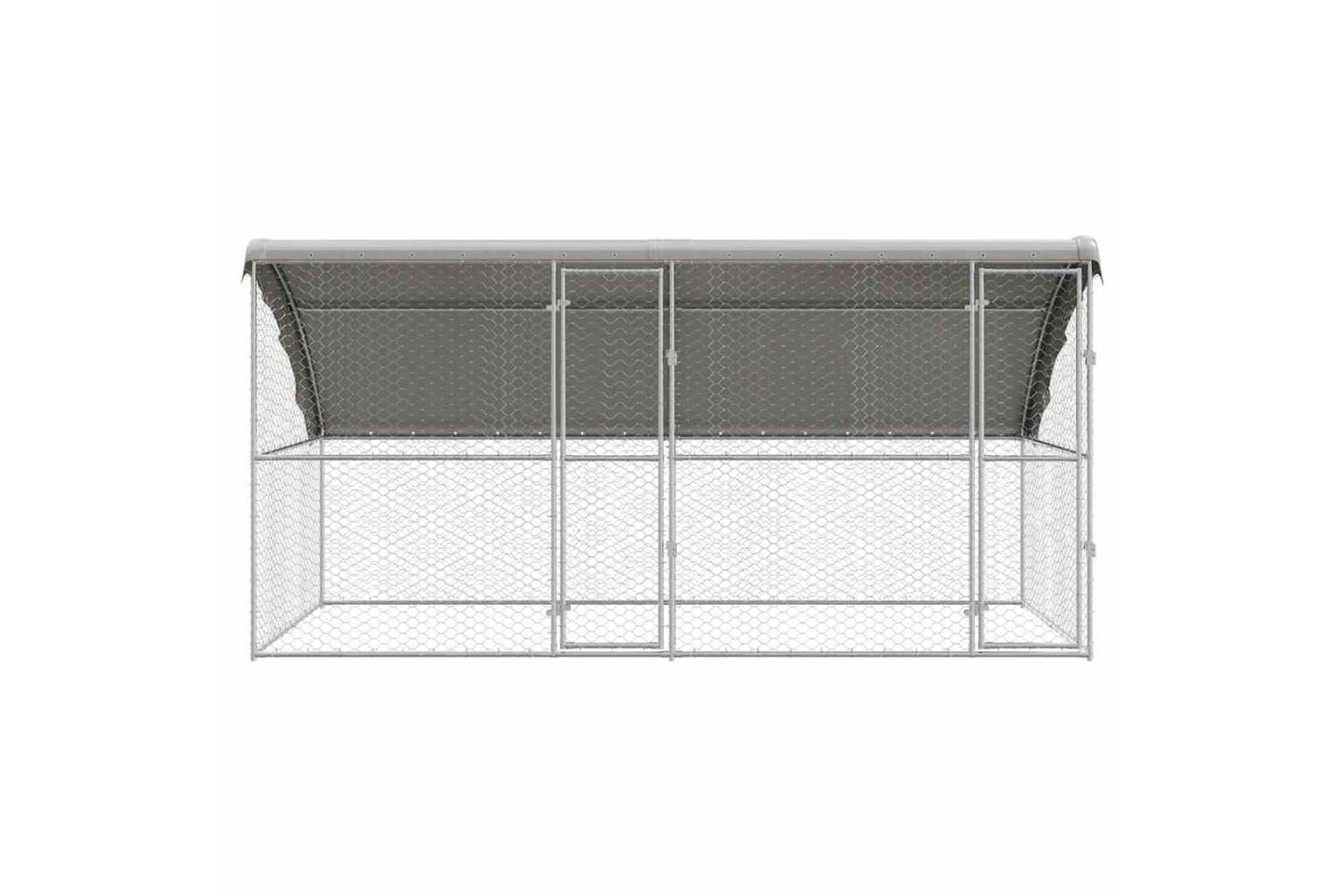 Vidaxl Dog Kennel With Storage 2 Pcs Silver 4 X 2 X 2 M Steel-4