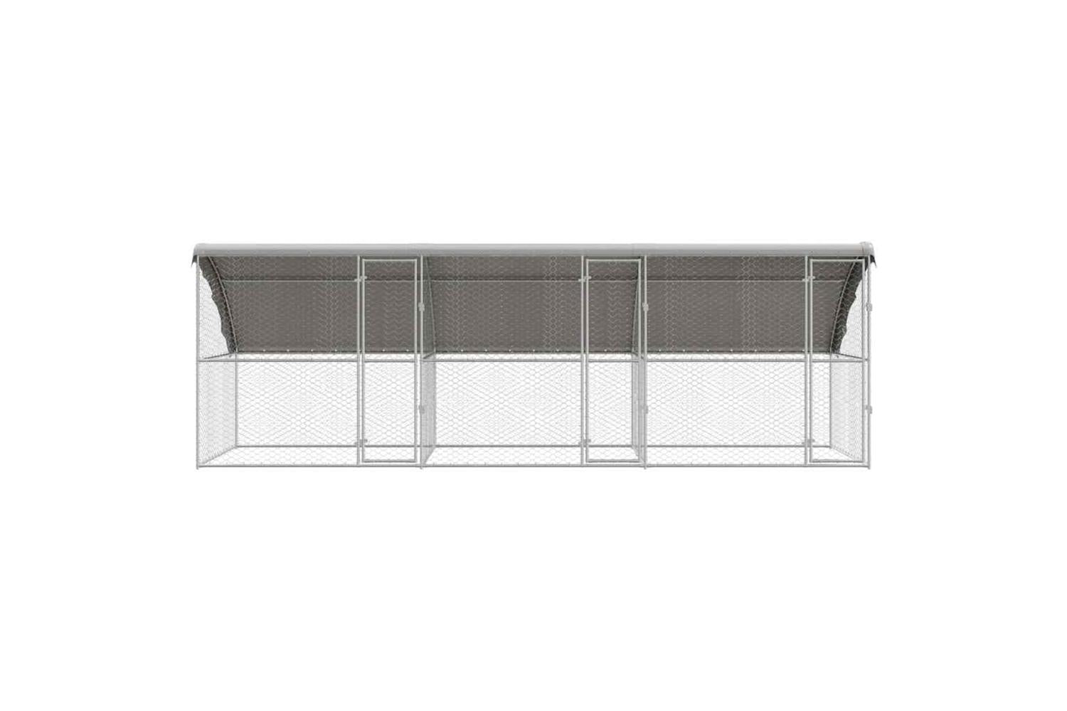 Vidaxl Dog Kennel With Storage 3 Pcs Silver 6 X 2 X 2 M Steel-4