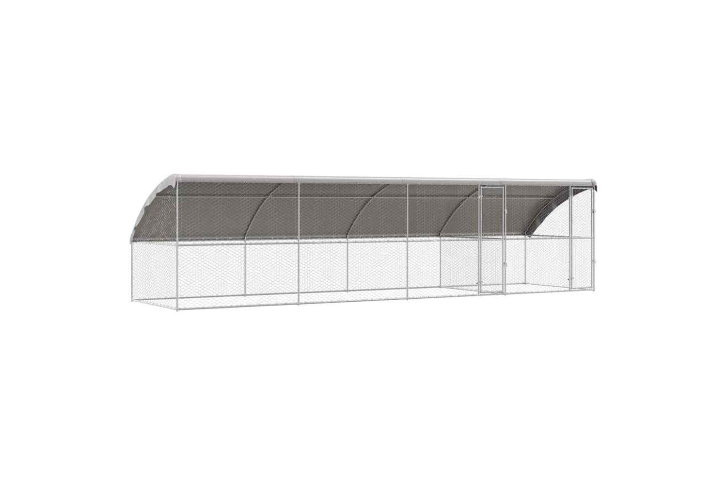 Vidaxl Dog Kennel With Storage 4 Pcs Silver 8 X 2 X 2 M Steel-2