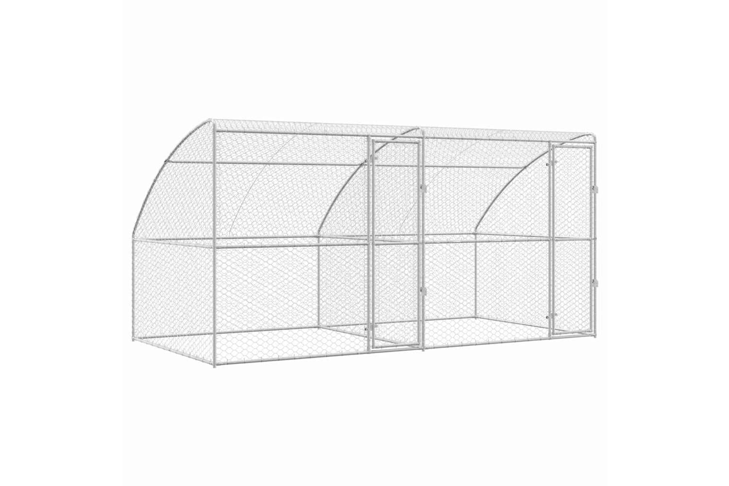 Vidaxl Dog Kennel With Storage 2 Pcs Silver 4 X 2 X 2 M Steel-2