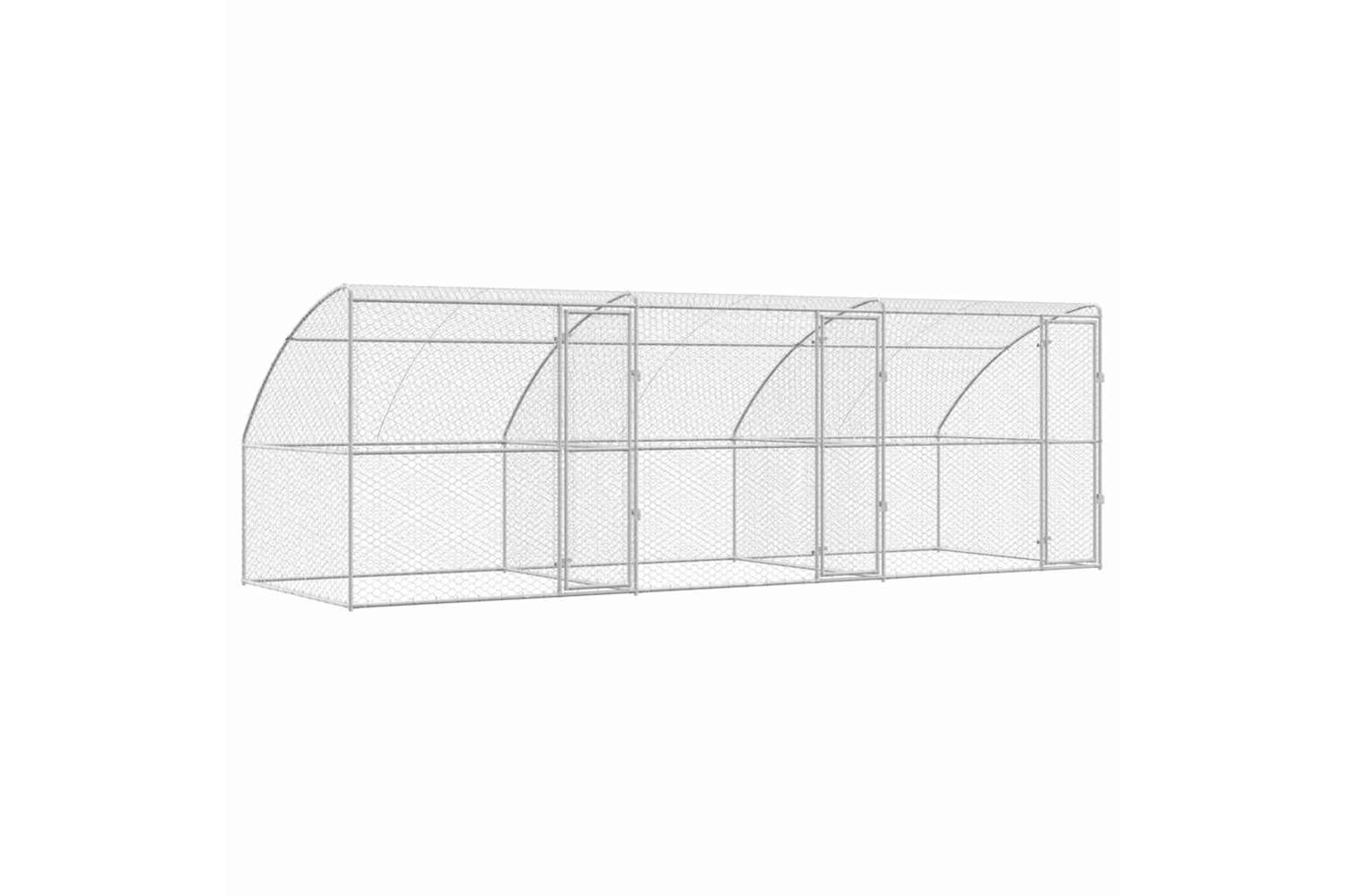 Vidaxl Dog Kennel With Storage 3 Pcs Silver 6 X 2 X 2 M Steel-2