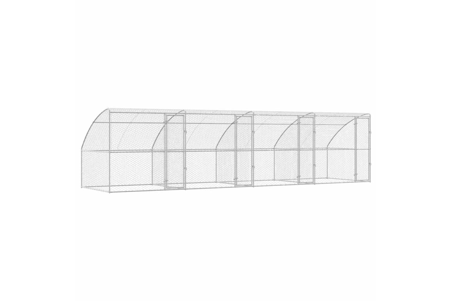 Vidaxl Dog Kennel With Storage 4 Pcs Silver 8 X 2 X 2 M Steel-2