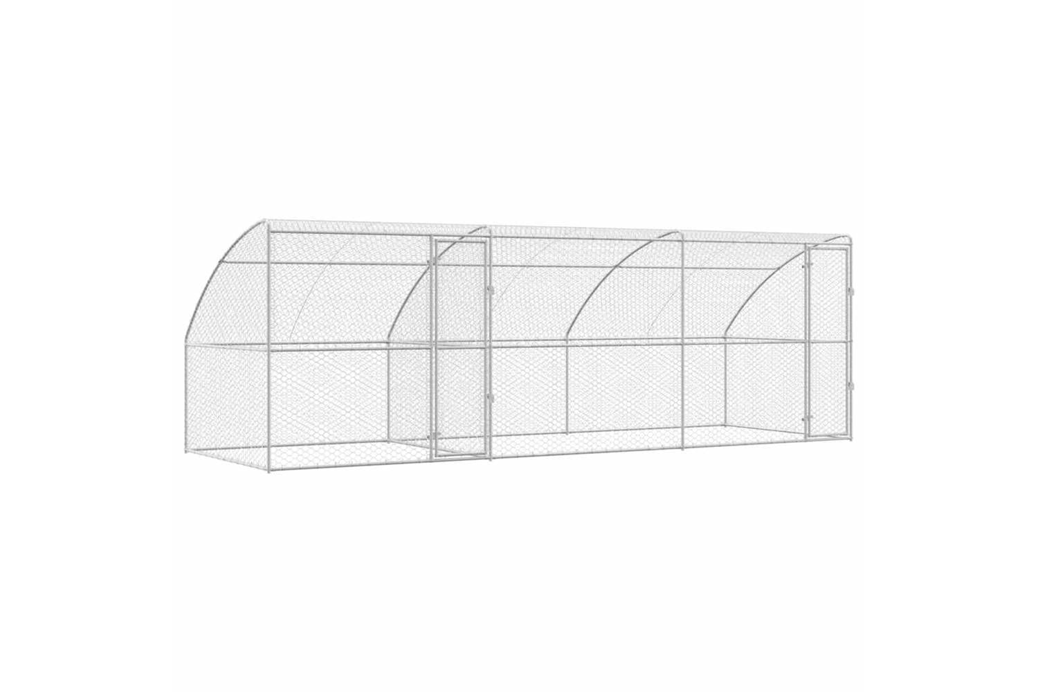 Vidaxl Dog Kennel With Storage 3 Pcs Silver 6 X 2 X 2 M Steel-2