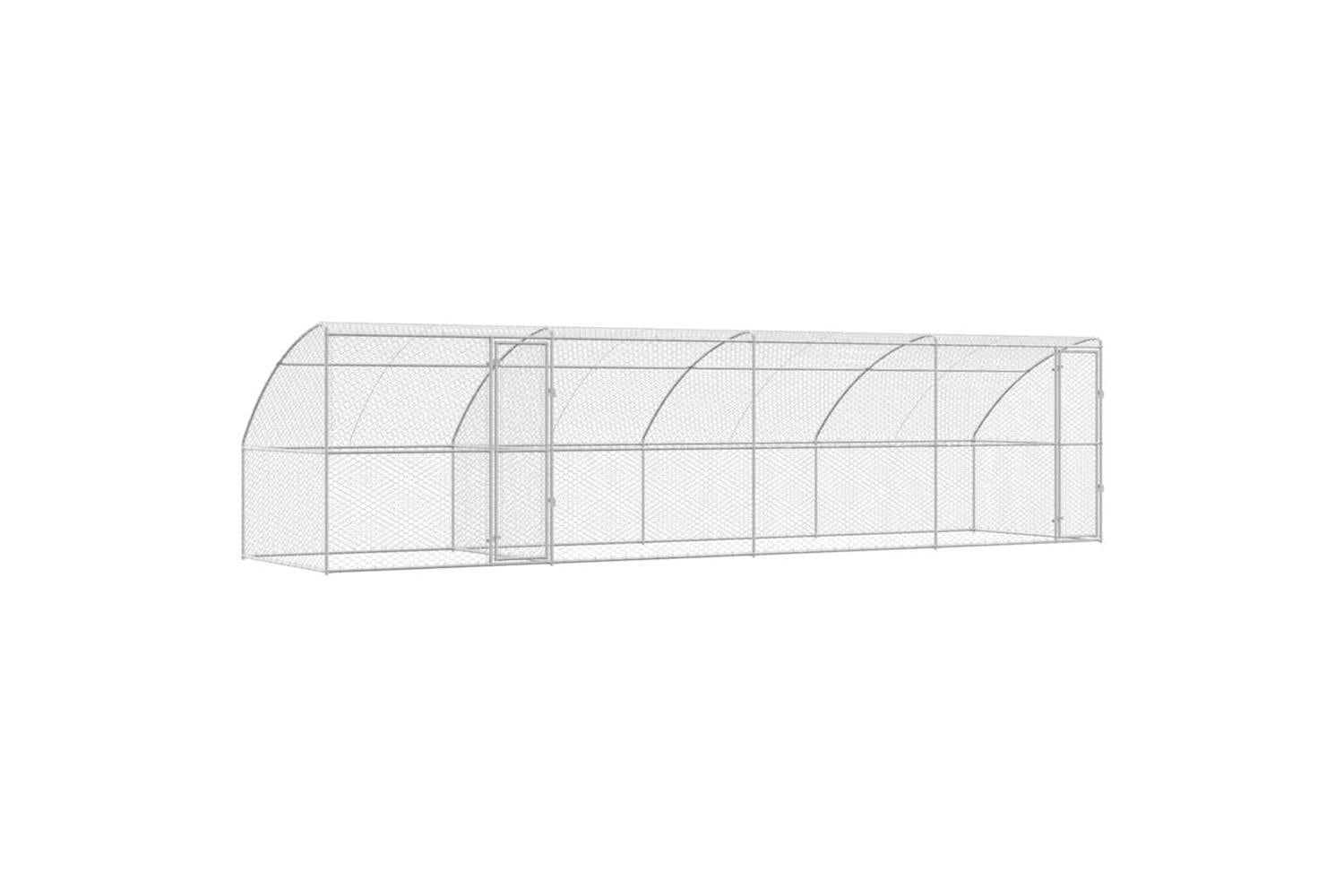 Vidaxl Dog Kennel With Storage 4 Pcs Silver 8 X 2 X 2 M Steel-2