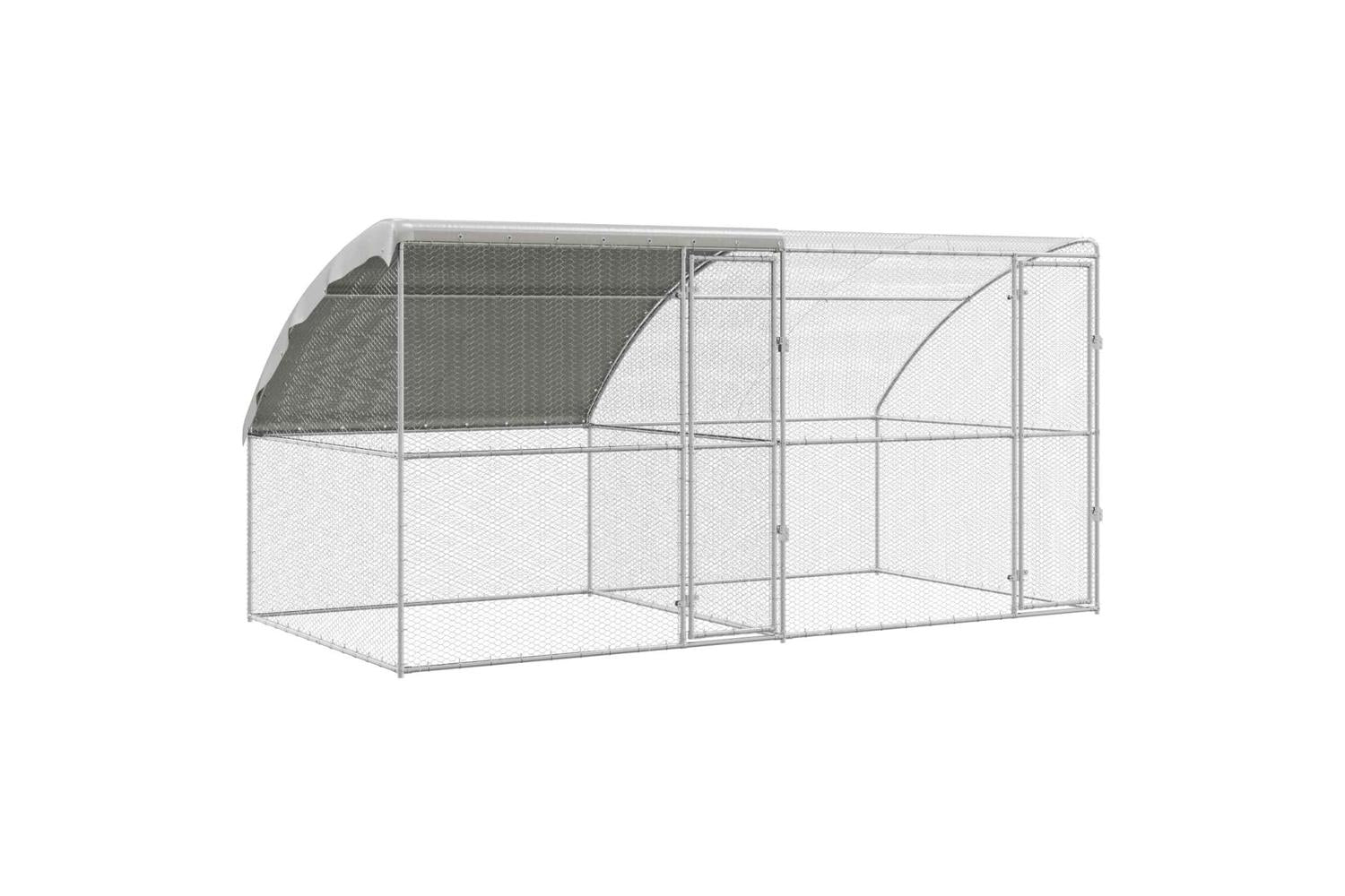 Vidaxl Chicken Cage 2 Pcs Silver 400 X 200 X 200 Cm Steel And Pe-2