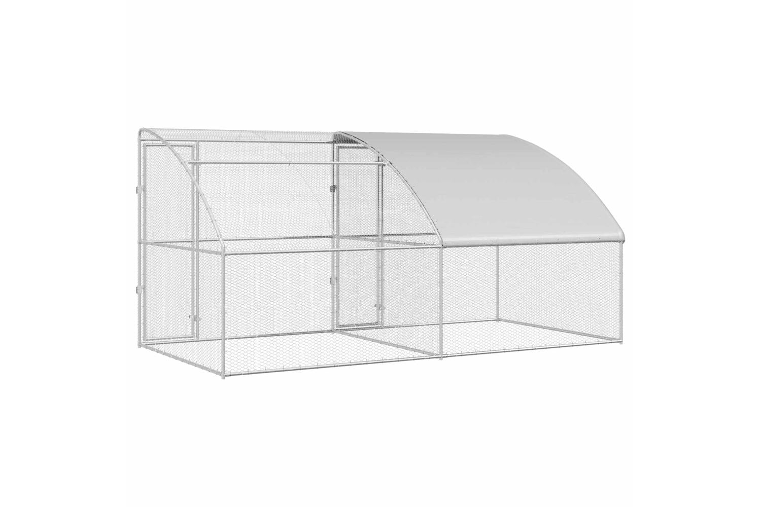 Vidaxl Chicken Cage 2 Pcs Silver 400 X 200 X 200 Cm Steel And Pe-6