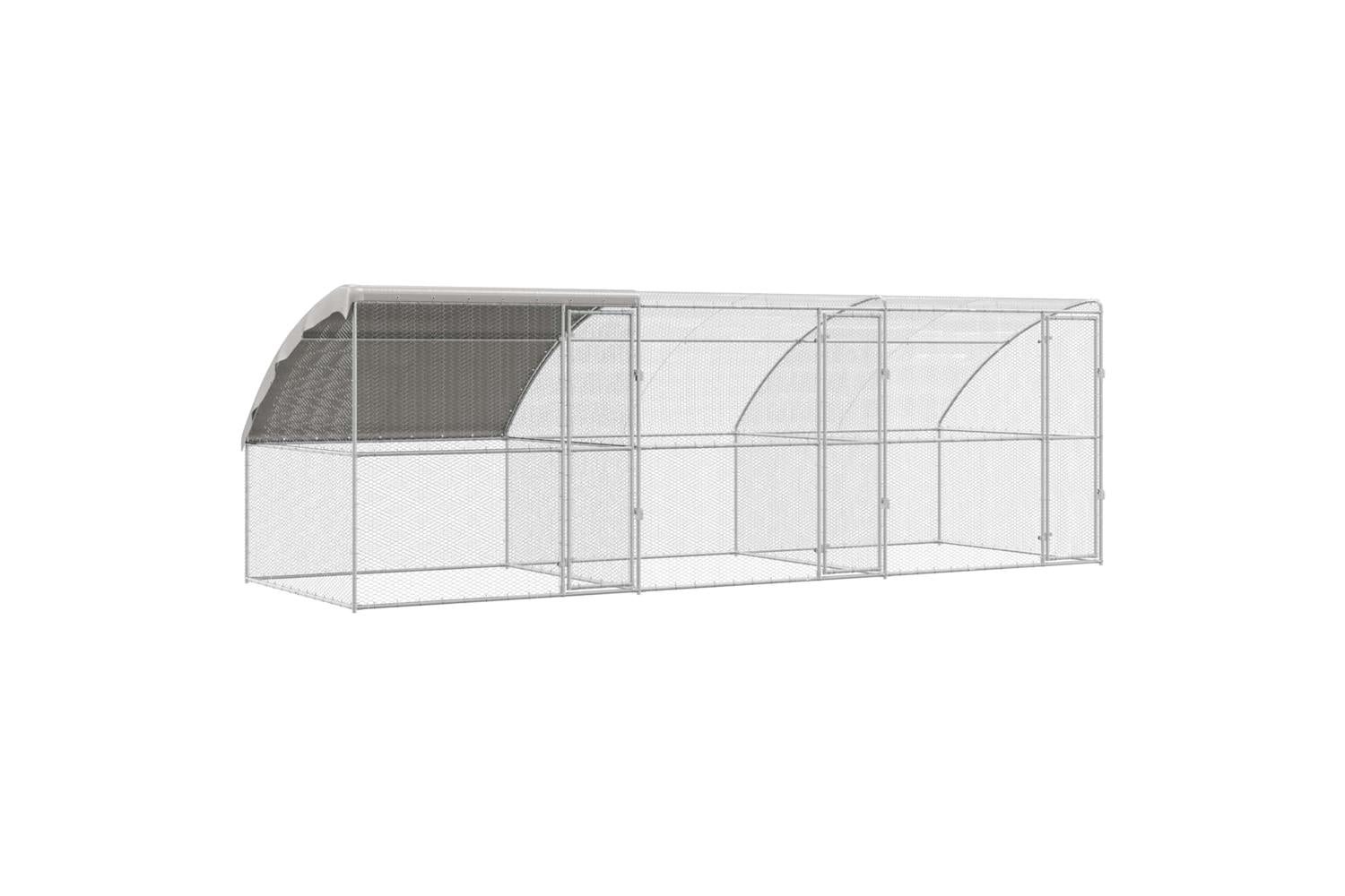 Vidaxl Chicken Cage 3 Pcs Silver 600 X 200 X 200 Cm Steel And Pe-2