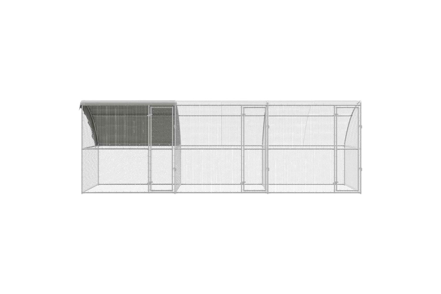 Vidaxl Chicken Cage 3 Pcs Silver 600 X 200 X 200 Cm Steel And Pe-4