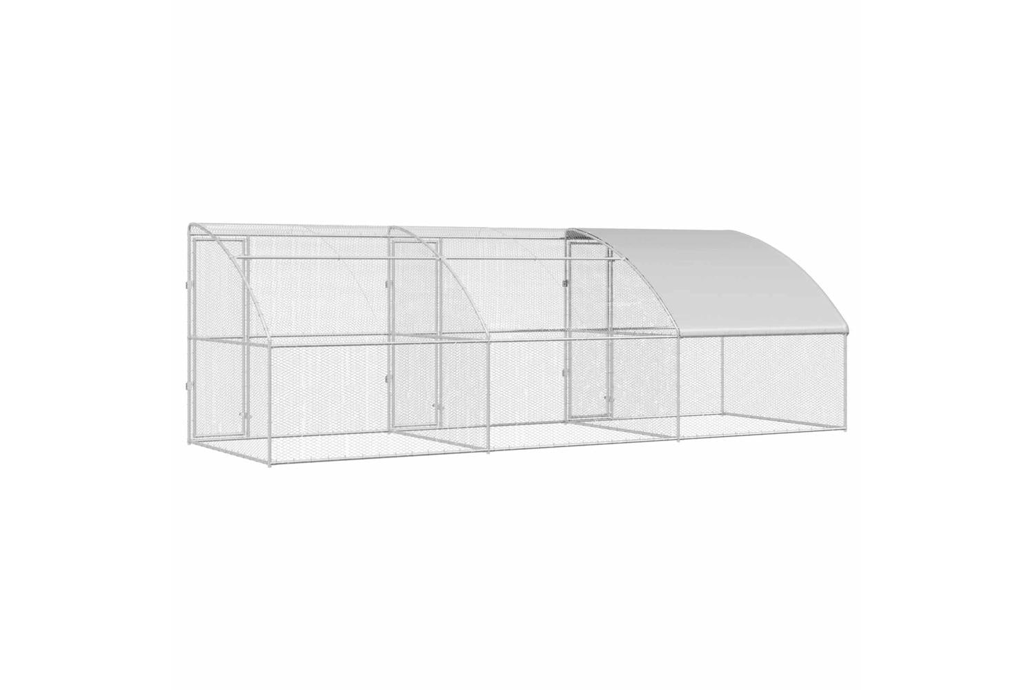 Vidaxl Chicken Cage 3 Pcs Silver 600 X 200 X 200 Cm Steel And Pe-6