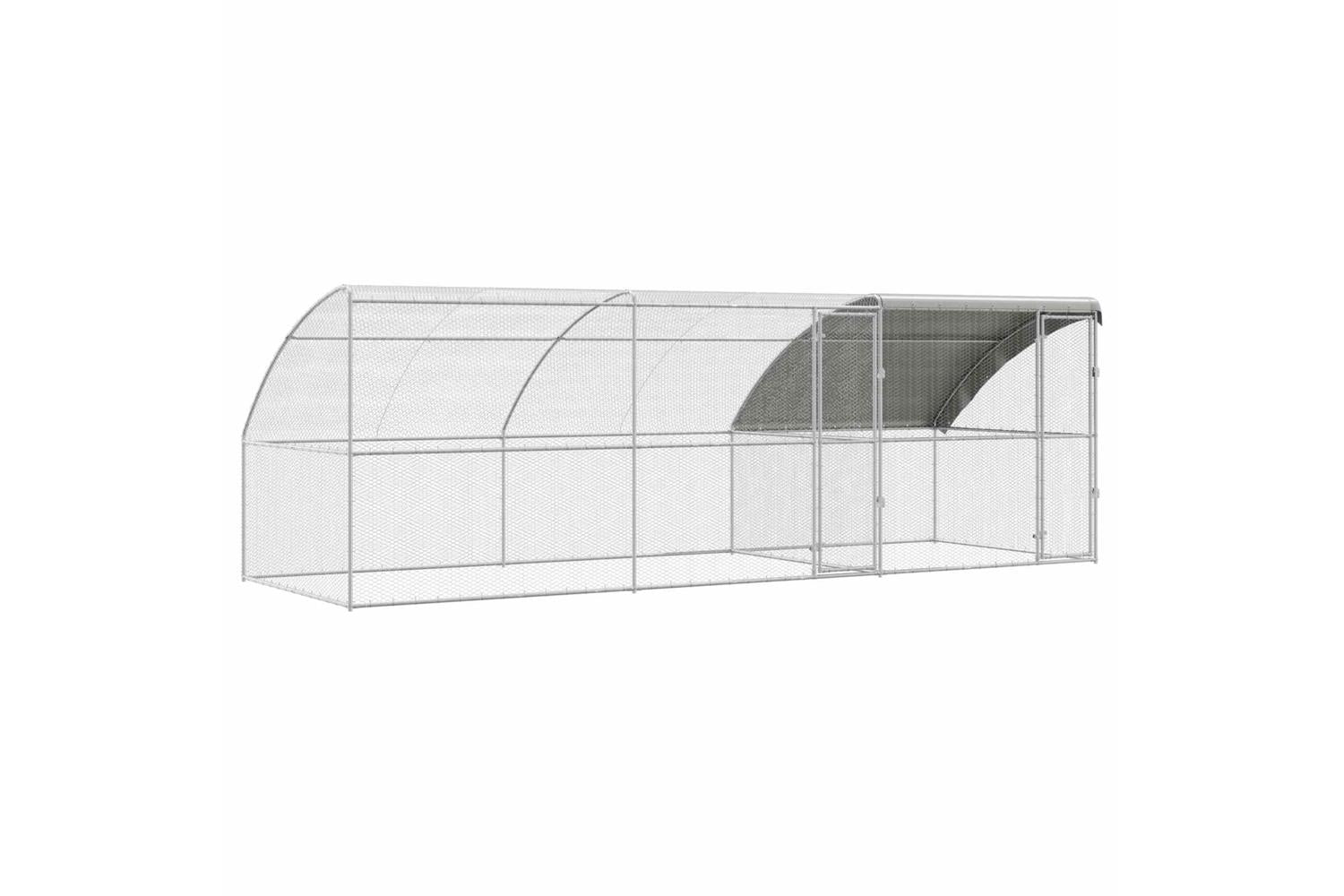 Vidaxl Chicken Cage 3 Pcs Silver 600 X 200 X 200 Cm Steel And Pe-2