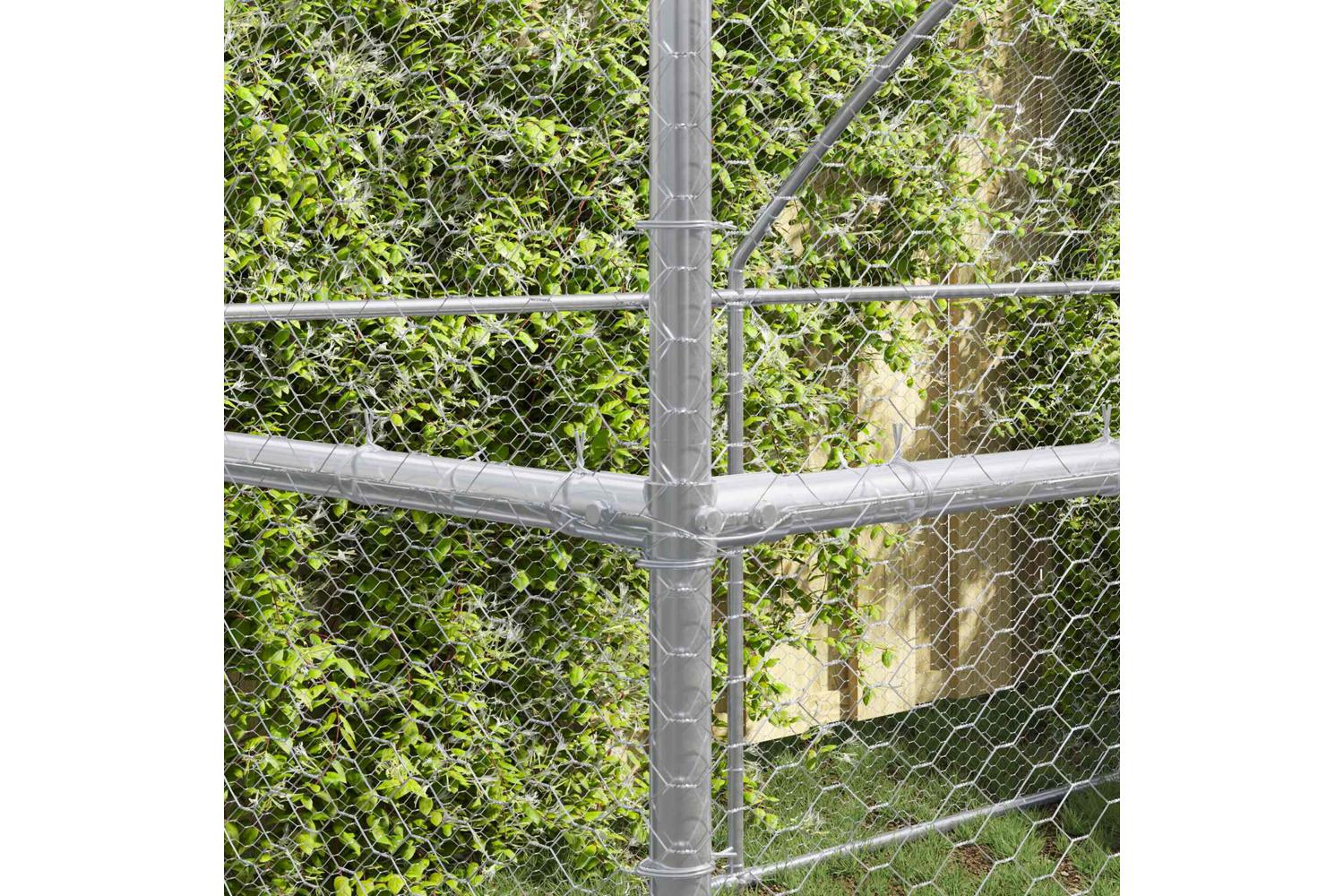 Vidaxl Chicken Cage 3 Pcs Silver 600 X 200 X 200 Cm Steel And Pe-3
