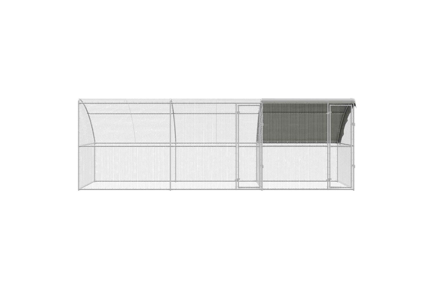 Vidaxl Chicken Cage 3 Pcs Silver 600 X 200 X 200 Cm Steel And Pe-4