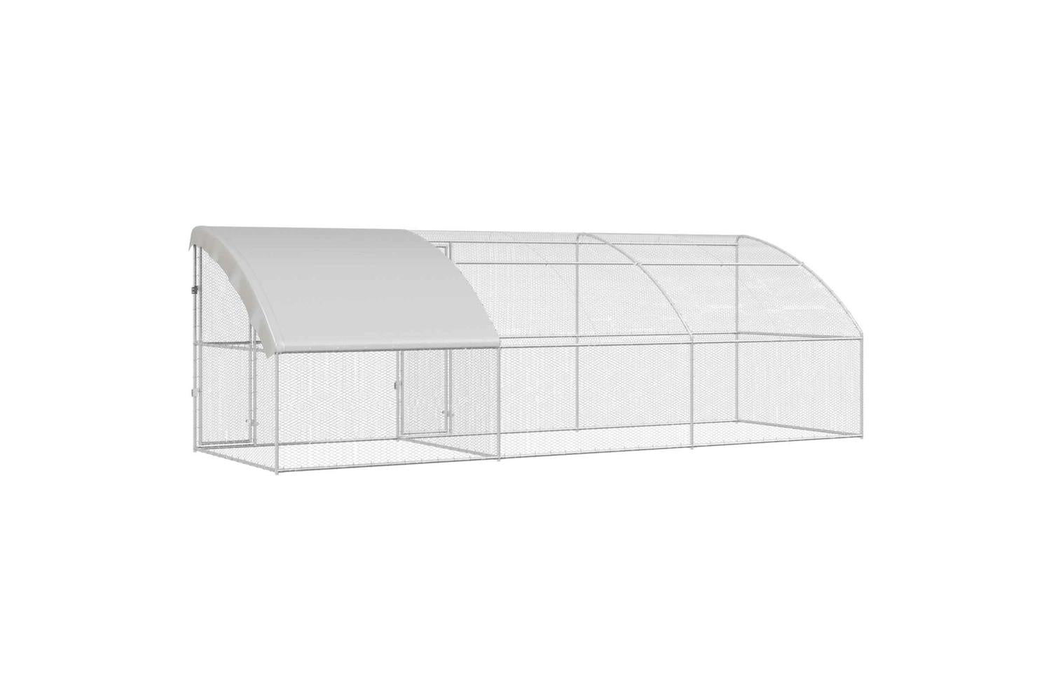 Vidaxl Chicken Cage 3 Pcs Silver 600 X 200 X 200 Cm Steel And Pe-8