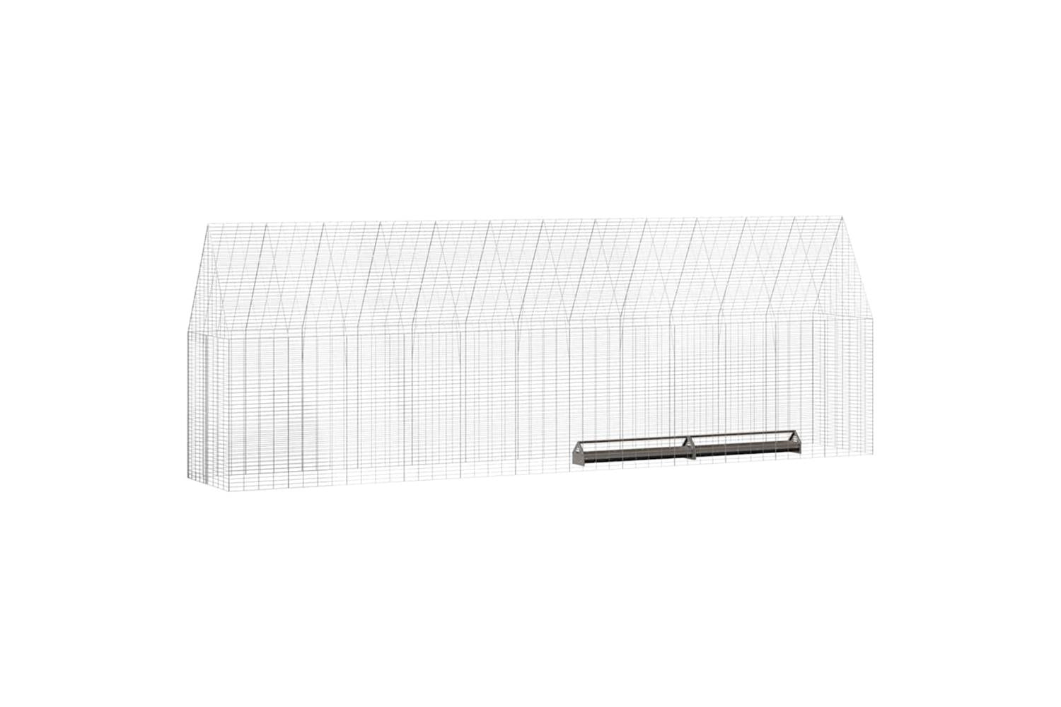 Vidaxl Chicken Cage 2 Pcs Silver 600 X 100 X 210 Cm Galvanised Steel-3