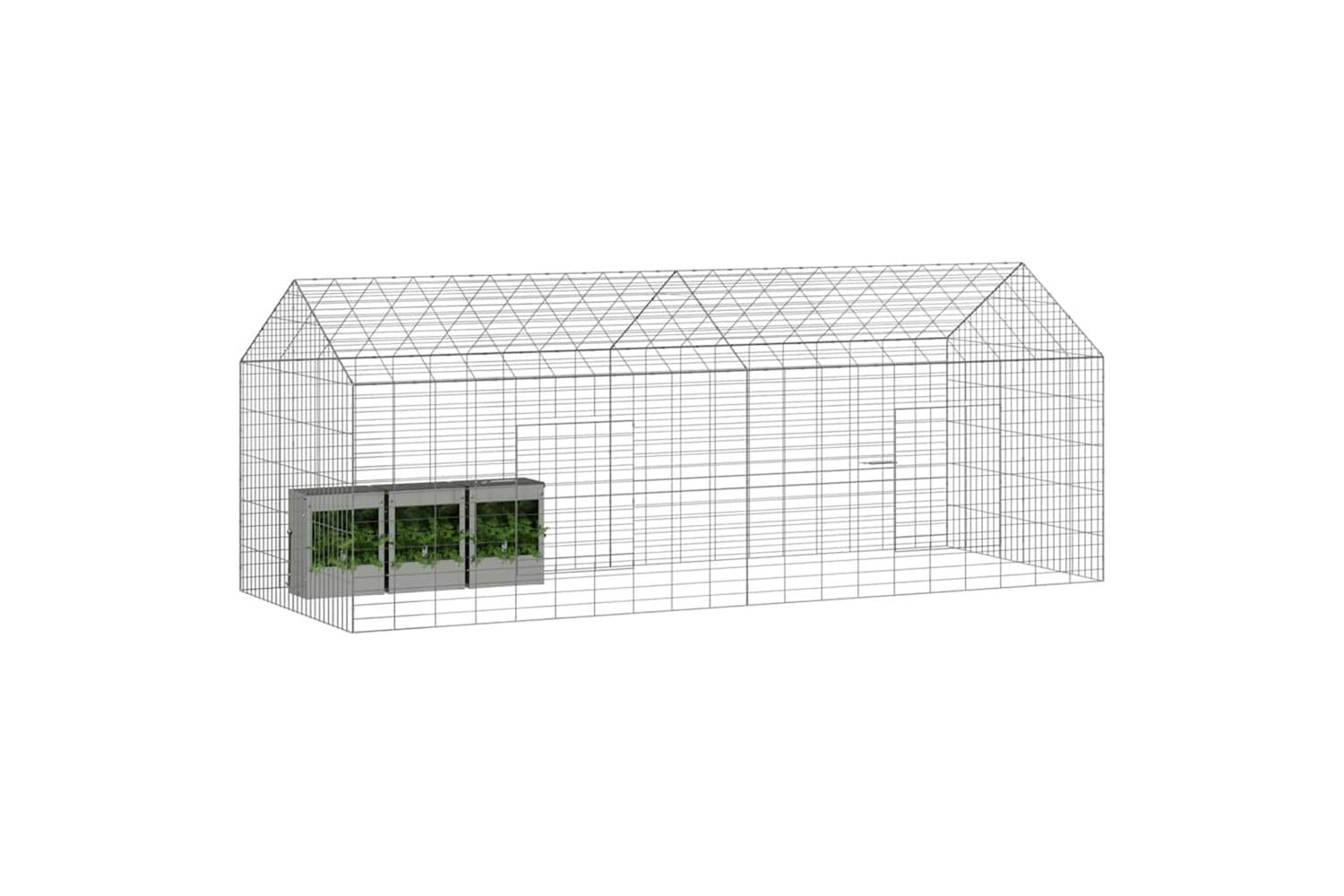 Vidaxl Rabbit Cage Silver 200 X 78 X 78 Cm Galvanised Steel-3