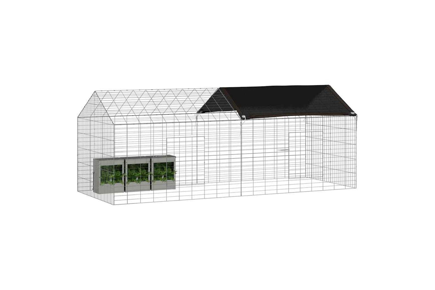 Vidaxl Rabbit Cage Silver 200 X 78 X 78 Cm Galvanised Steel-3