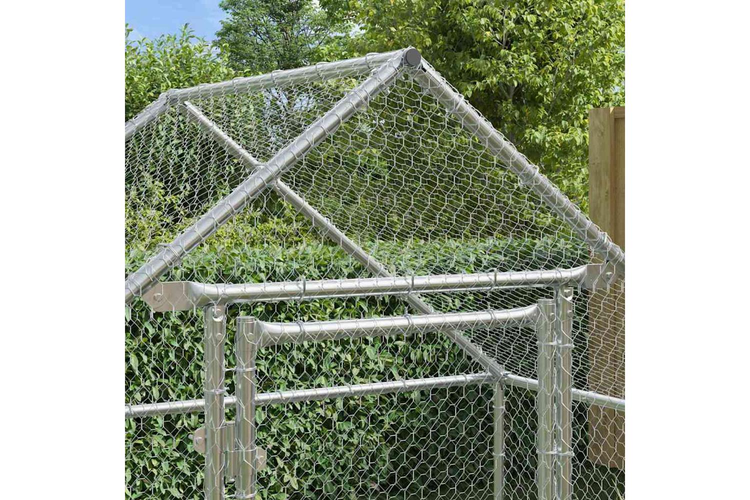 Vidaxl Chicken Cage Silver 170 X 100 X 177 Cm Galvanised Steel-3