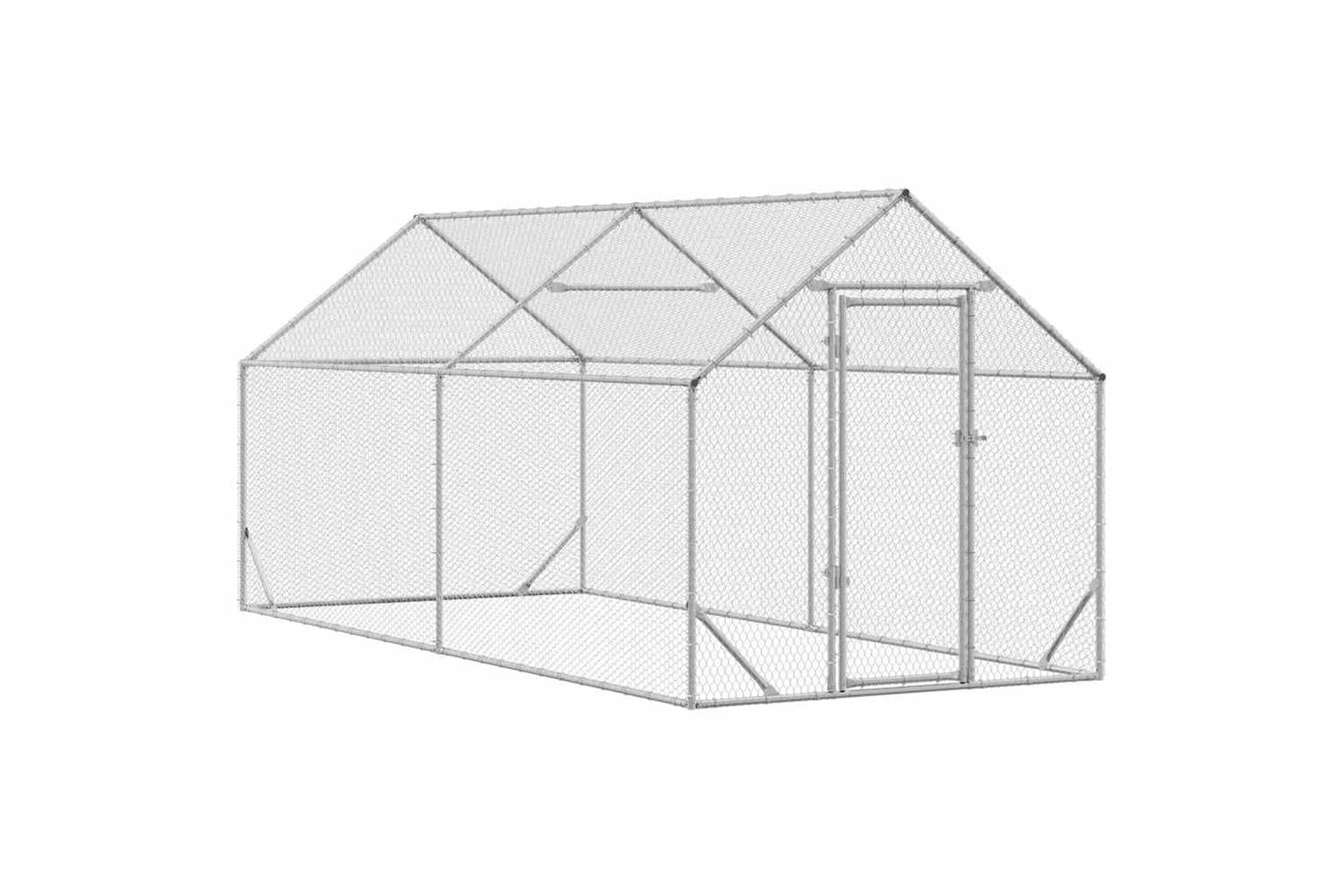 Vidaxl Chicken Cage Silver 400x170x177cm Galvanised Steel-2