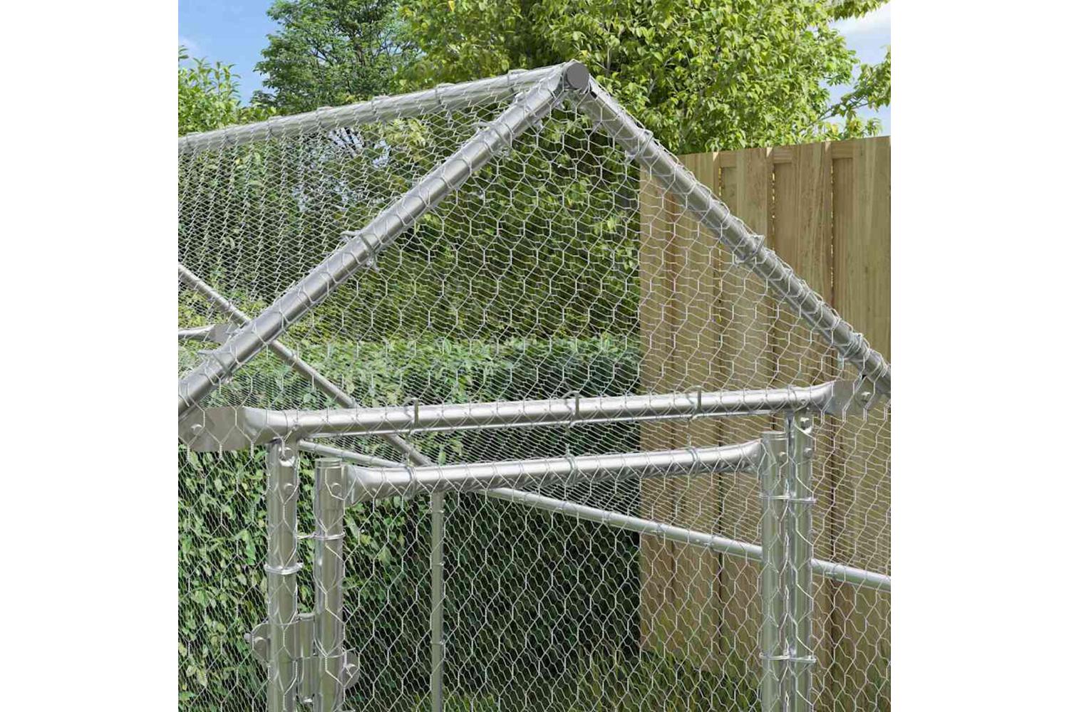 Vidaxl Chicken Cage Silver 400x170x177cm Galvanised Steel-3