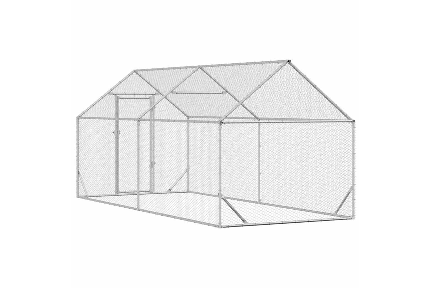 Vidaxl Chicken Cage Silver 400x170x177cm Galvanised Steel-6