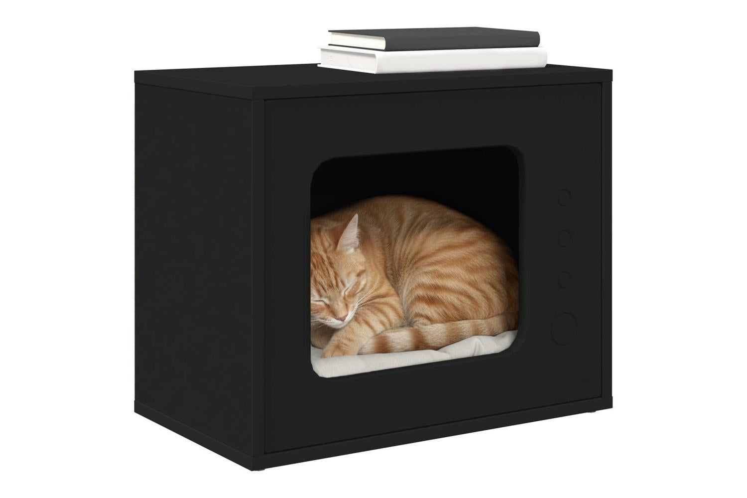 Vidaxl Cat House Black 51 X 30 X 42 Cm Engineered Wood-3