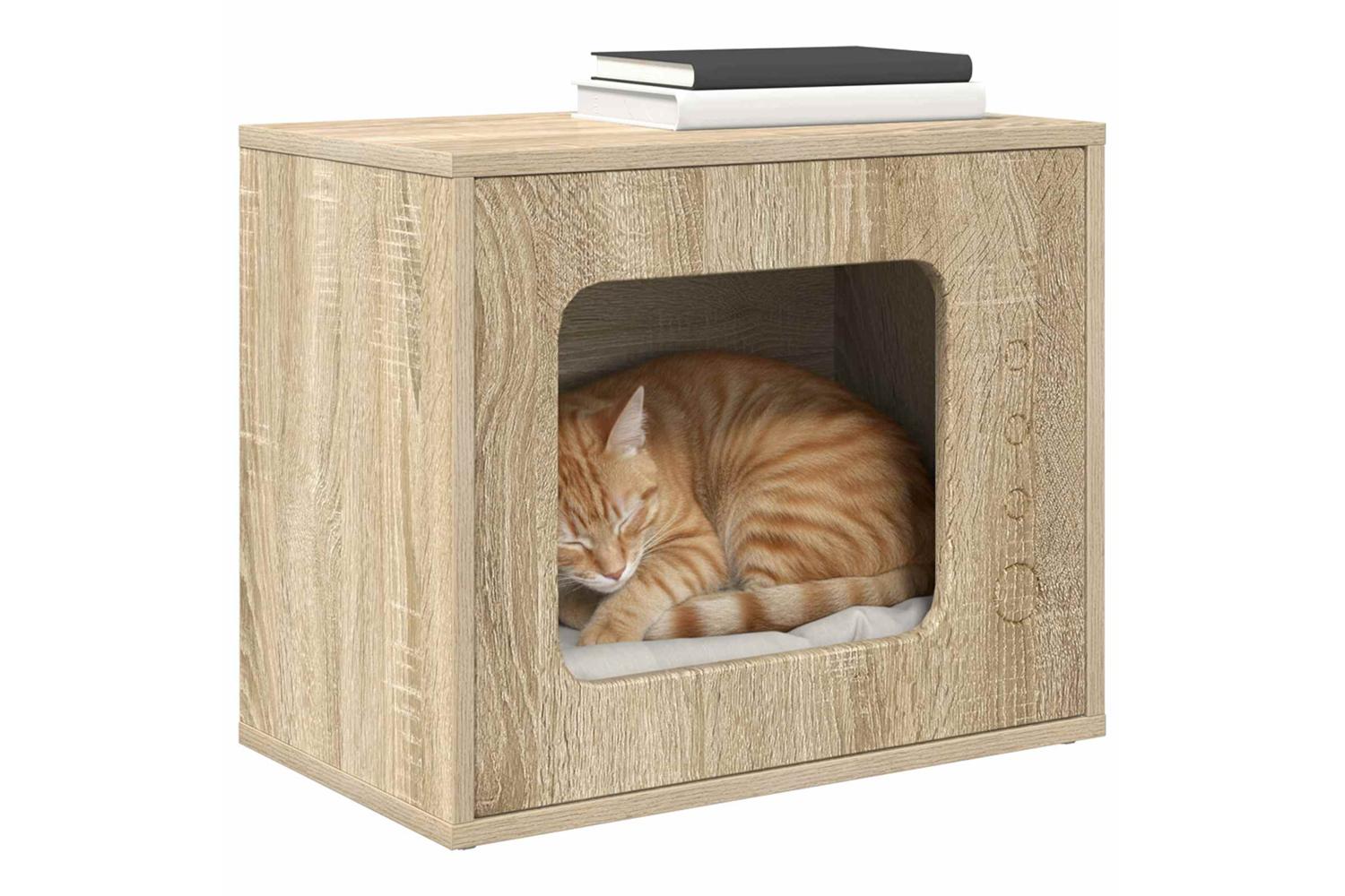 Vidaxl Cat House Sonoma 51 X 30 X 42 Cm Engineered Wood-3