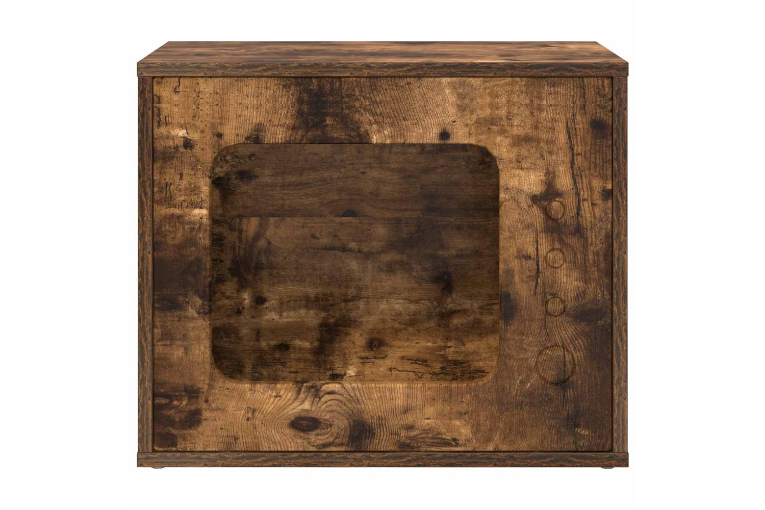 Vidaxl Cat House Smoked Oak 51 X 30 X 42 Cm Engineered Wood-2