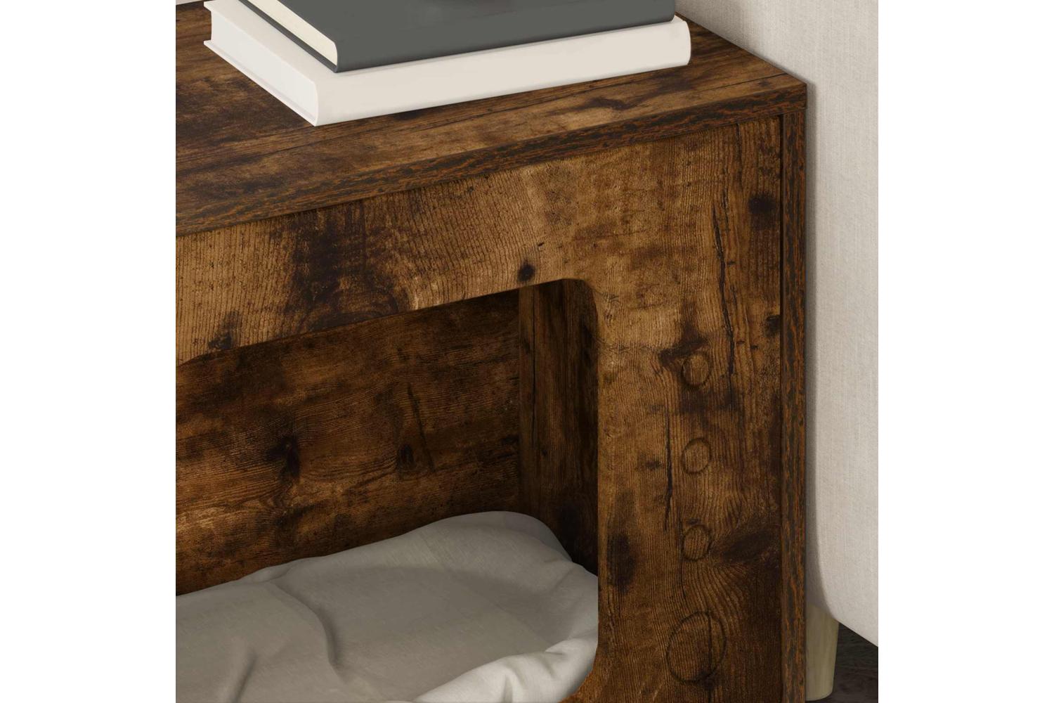 Vidaxl Cat House Smoked Oak 51 X 30 X 42 Cm Engineered Wood-4