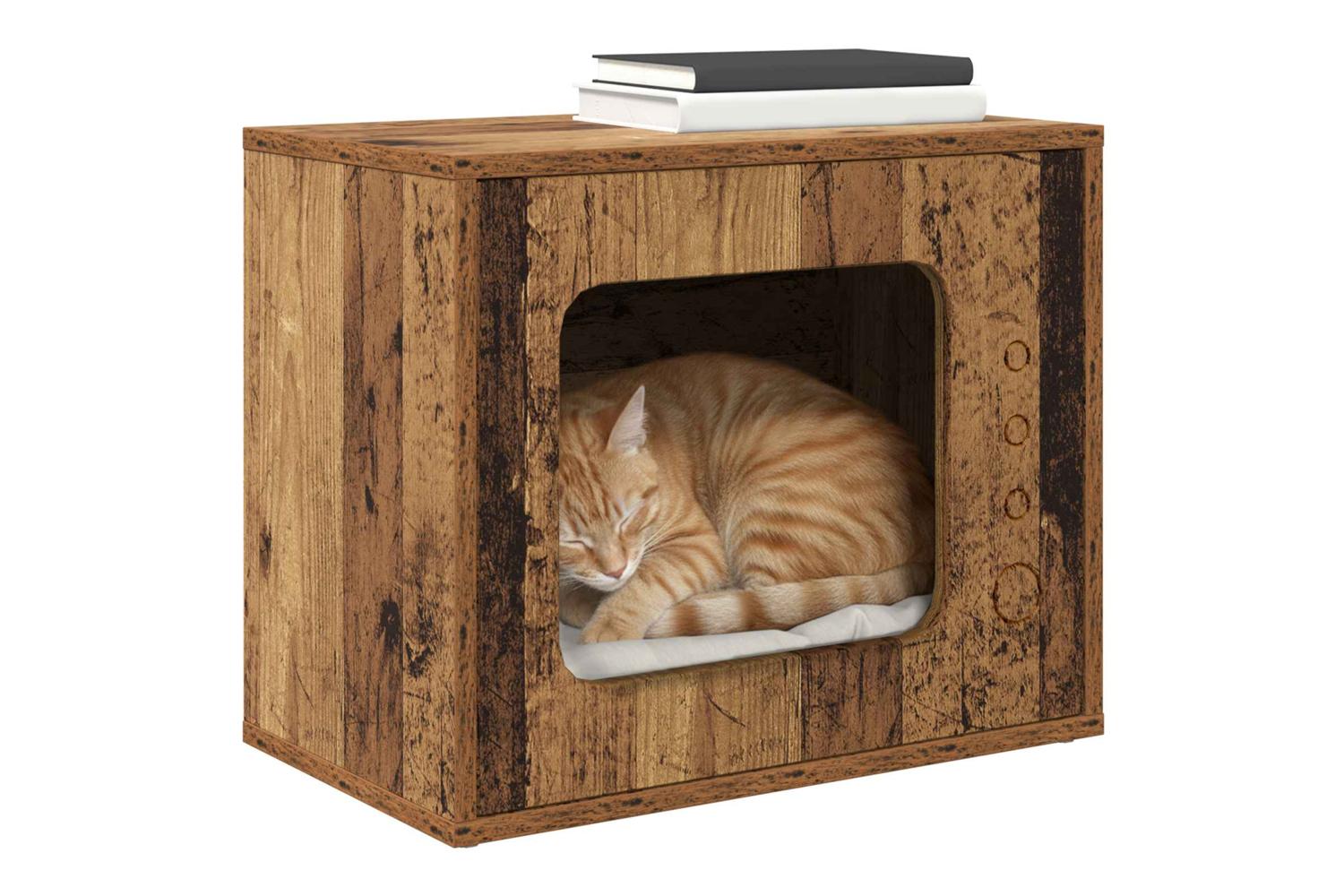 Vidaxl Cat House Old Wood 51 X 30 X 42 Cm Engineered Wood-3