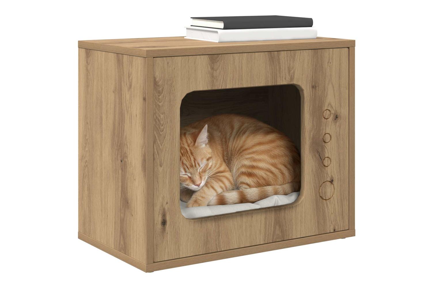 Vidaxl Cat House Artisian Oak 51 X 30 X 42 Cm Engineered Wood-3