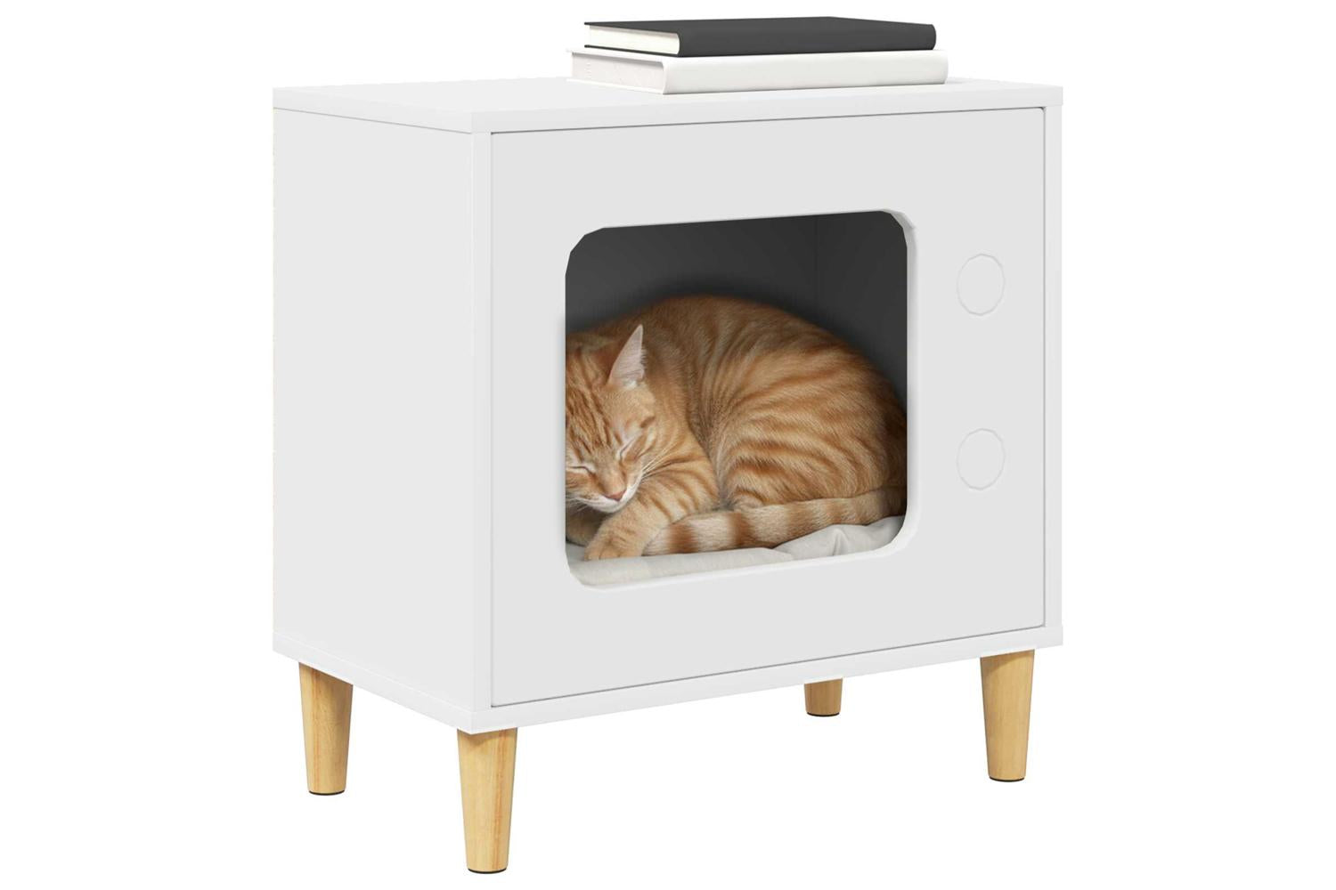 Vidaxl Cat House White 51 X 30 X 52 Cm Engineered Wood-3