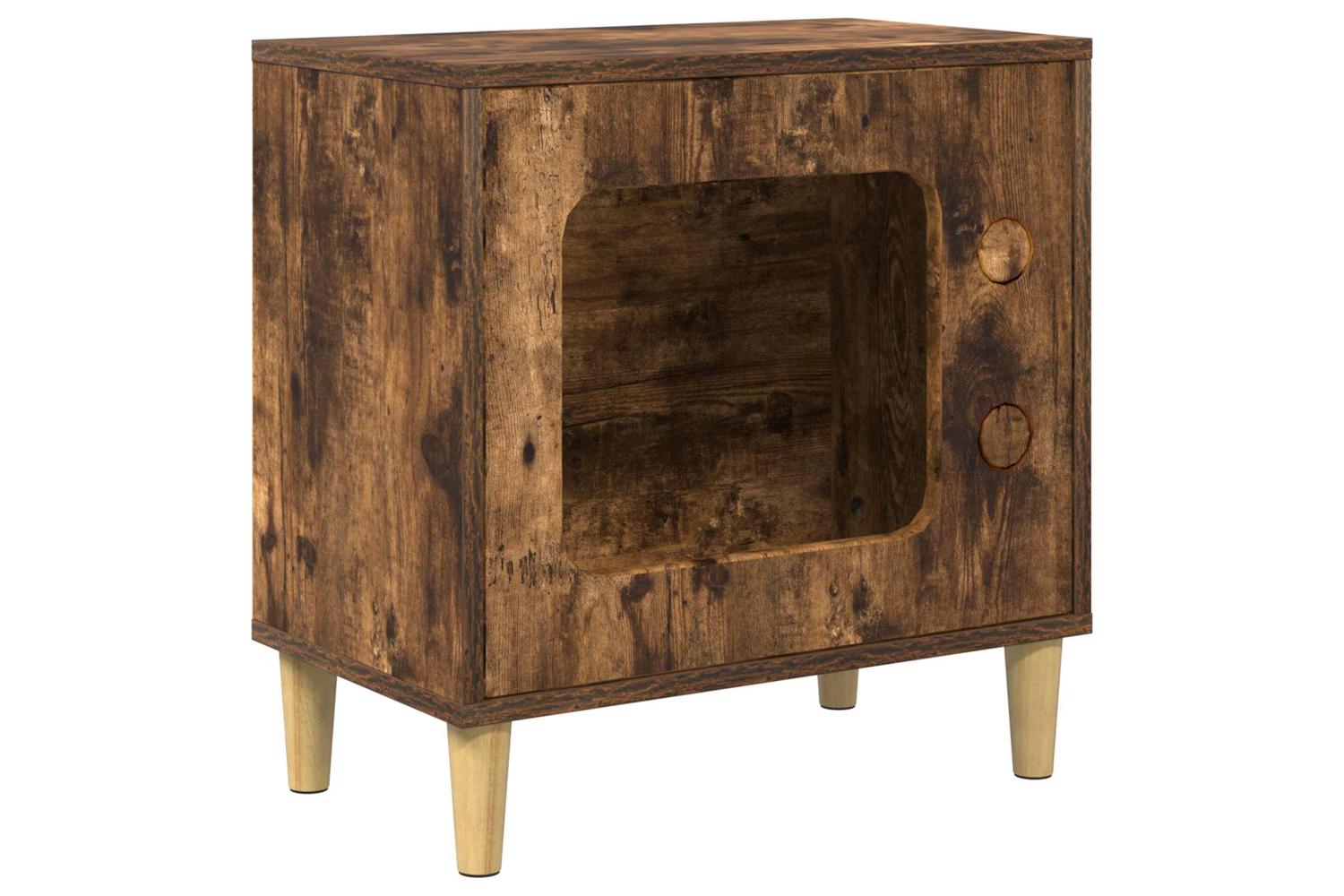 Vidaxl Cat House Smoked Oak 51 X 30 X 52 Cm Engineered Wood-2